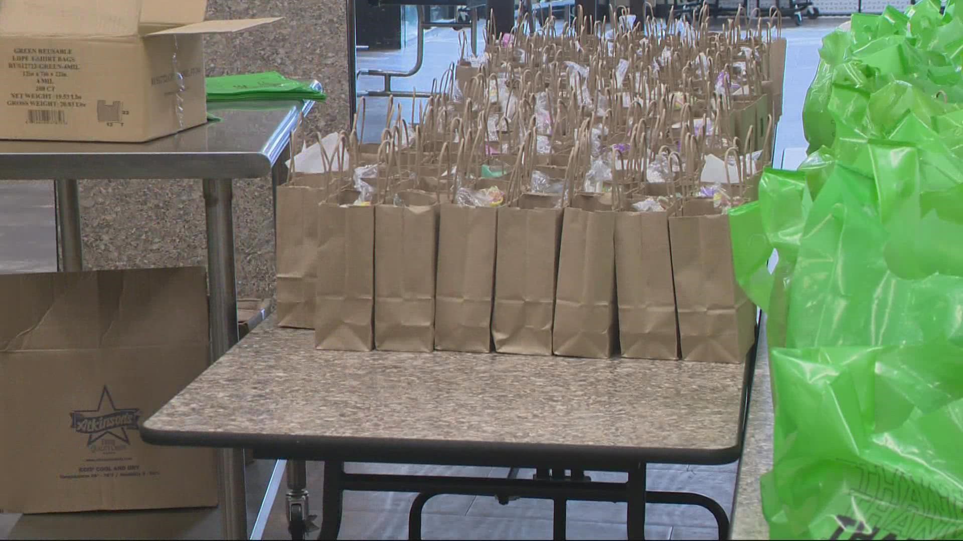 About 300 Easter meals were set to be handed out in downtown Portland on Sunday. The remaining 600 meals are being delivered this week.
