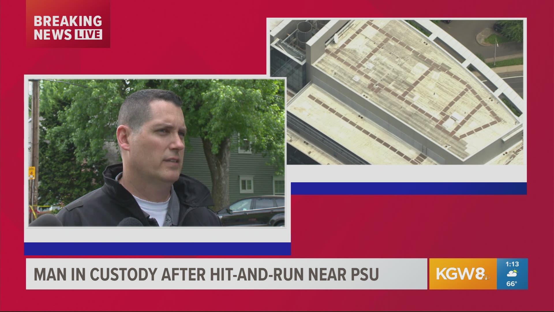 Portland police Sgt. Pete Simpson gives an impromptu briefing on the hit-and-run at Portland State University that injured three people