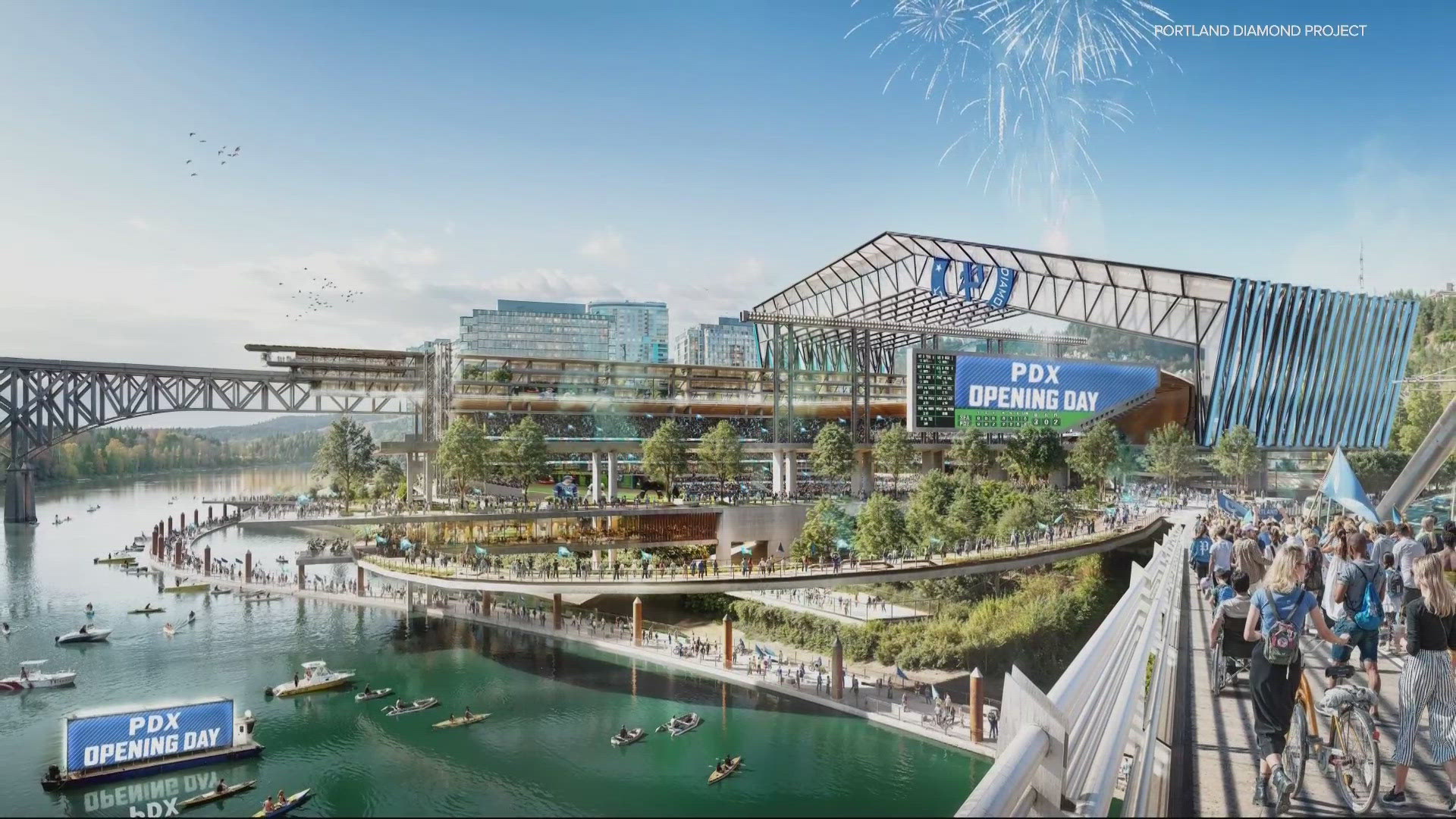 The Portland Diamond Project unveils a first look at a new Major League Baseball stadium proposed for Portland's South Waterfront.
