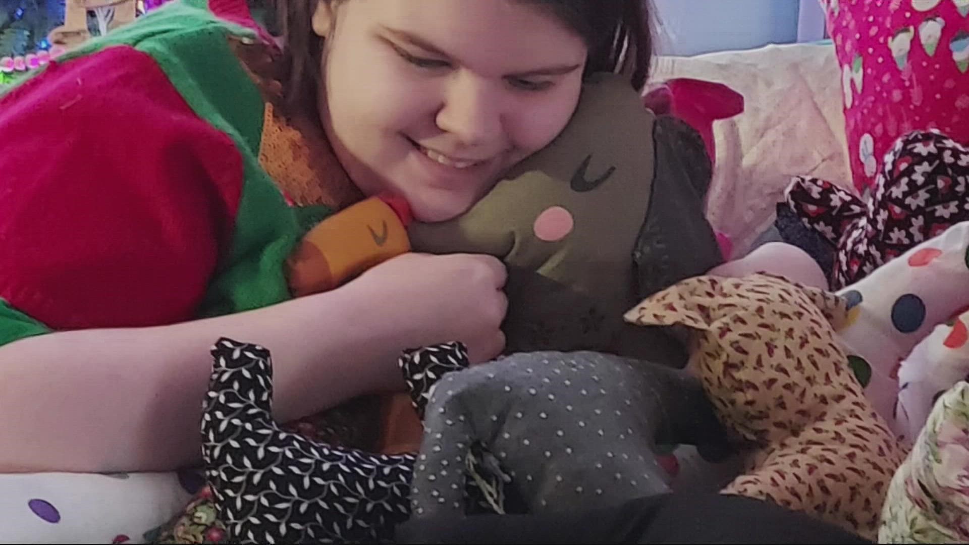 Lucy Crouse has made an annual tradition of sewing stuffed animals and quilts as holiday gifts for hospital patients.