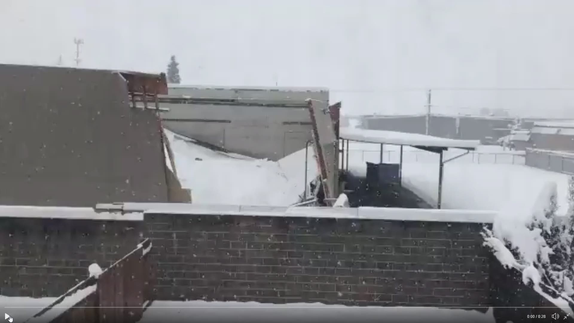 A roof collapsed Monday morning at a fire protection business on South 47th Street in Eugene. No one was in the business at the time. (Video courtesy of Brando Calrissian)