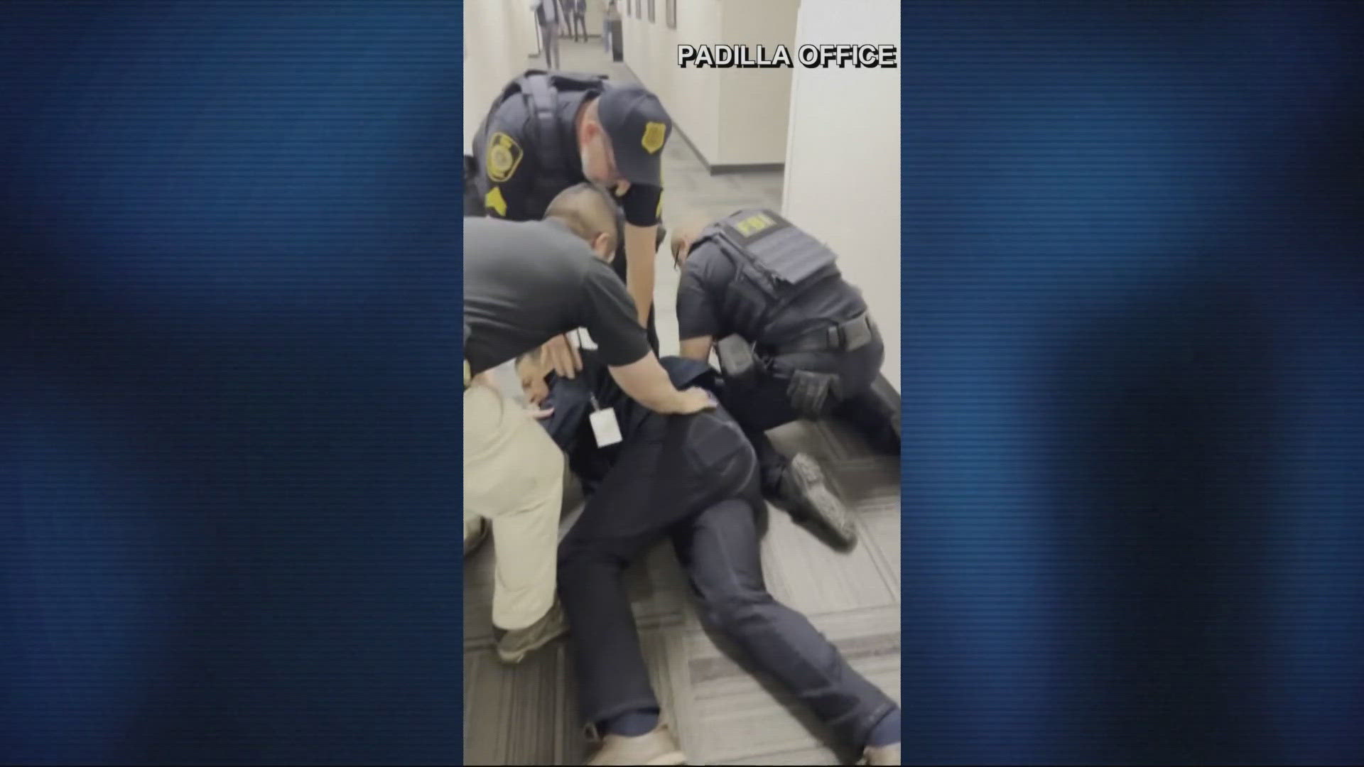 Padilla attempted to ask Homeland Security Secretary Kristi Noem a question, but her security detail immediately grabbed him and shoved him out of the room.