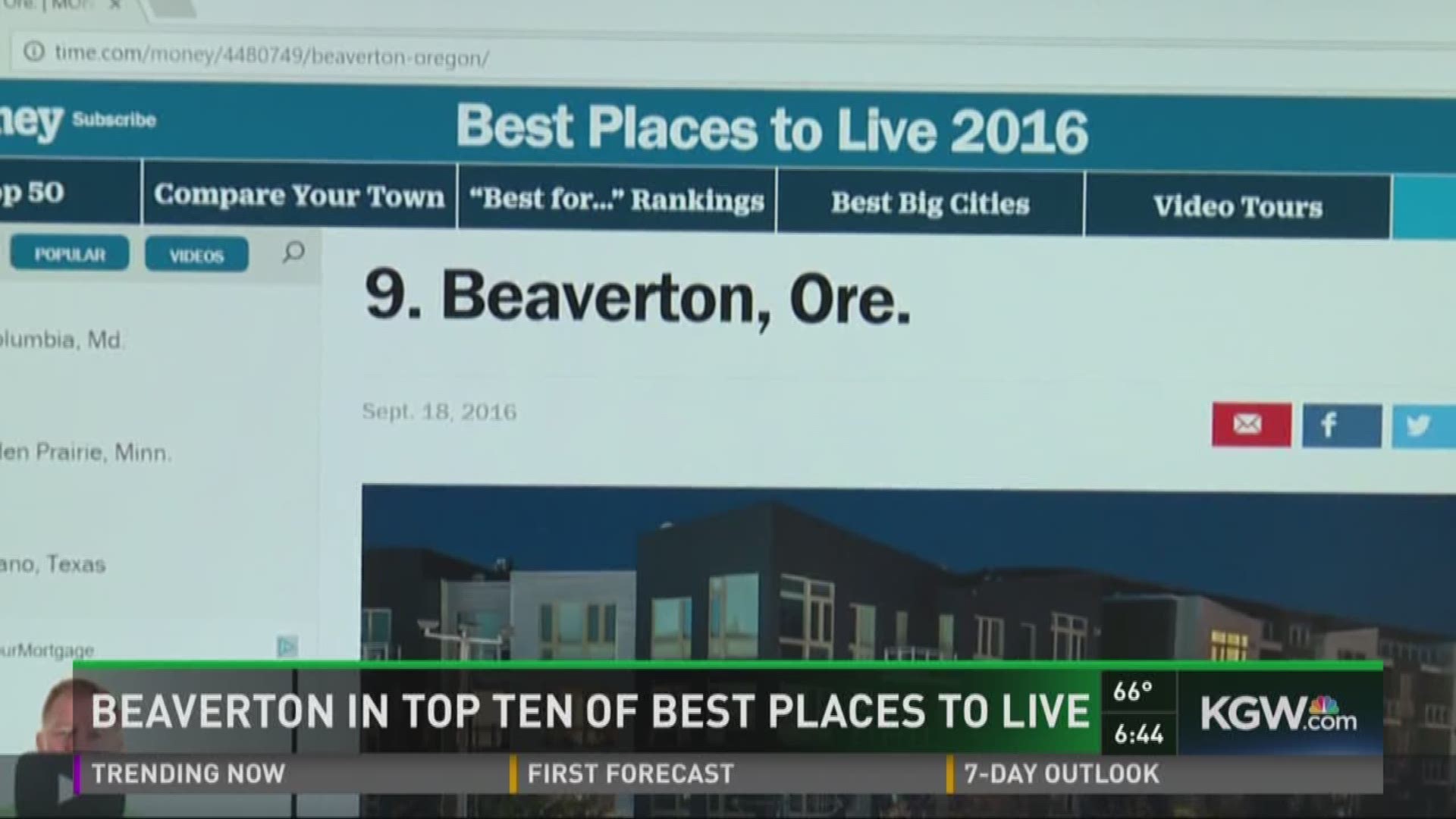 Beaverton in top 10 of Best Places to Live