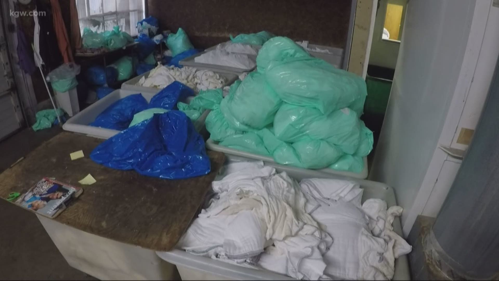 Dirty diapers are piling up at a Portland diaper service after a small fire.