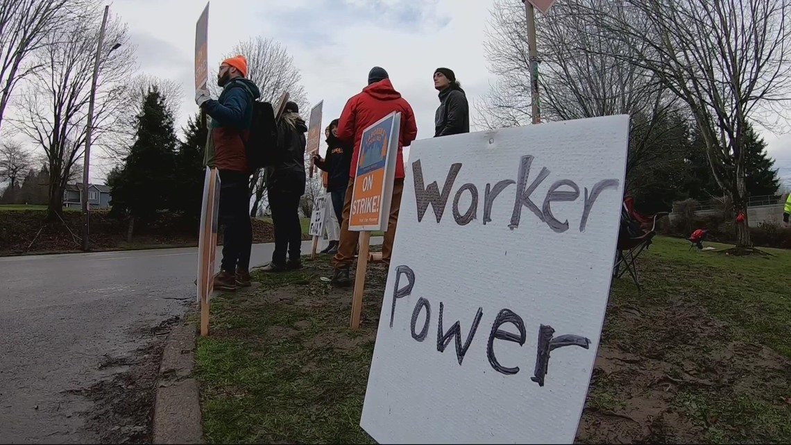 Striking Portland city workers gather outside Wastewater Treatment Plant hoping the city recognizes their worth