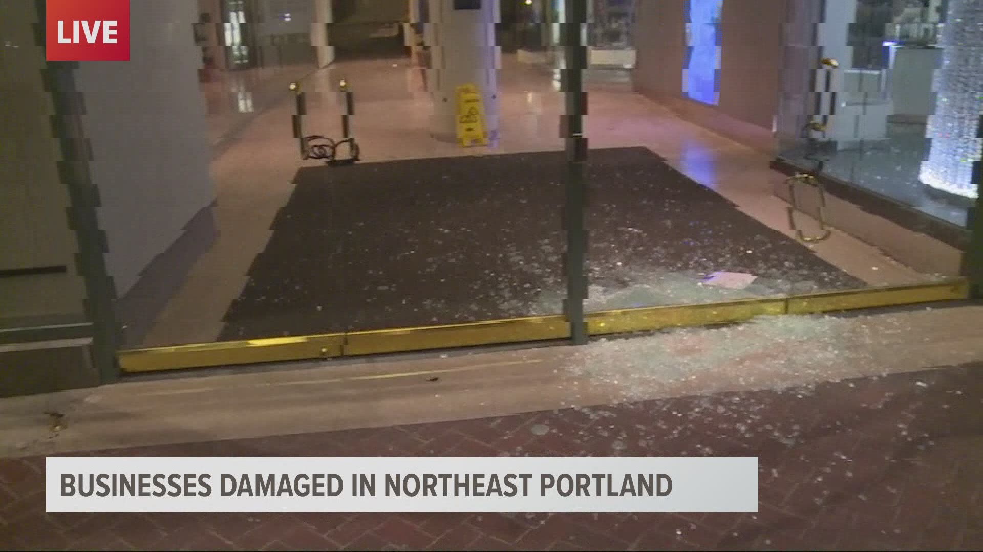 A report outside Pioneer Place mall in downtown Portland where there was vandalism and looting after a George Floyd demonstration turned into a riot.