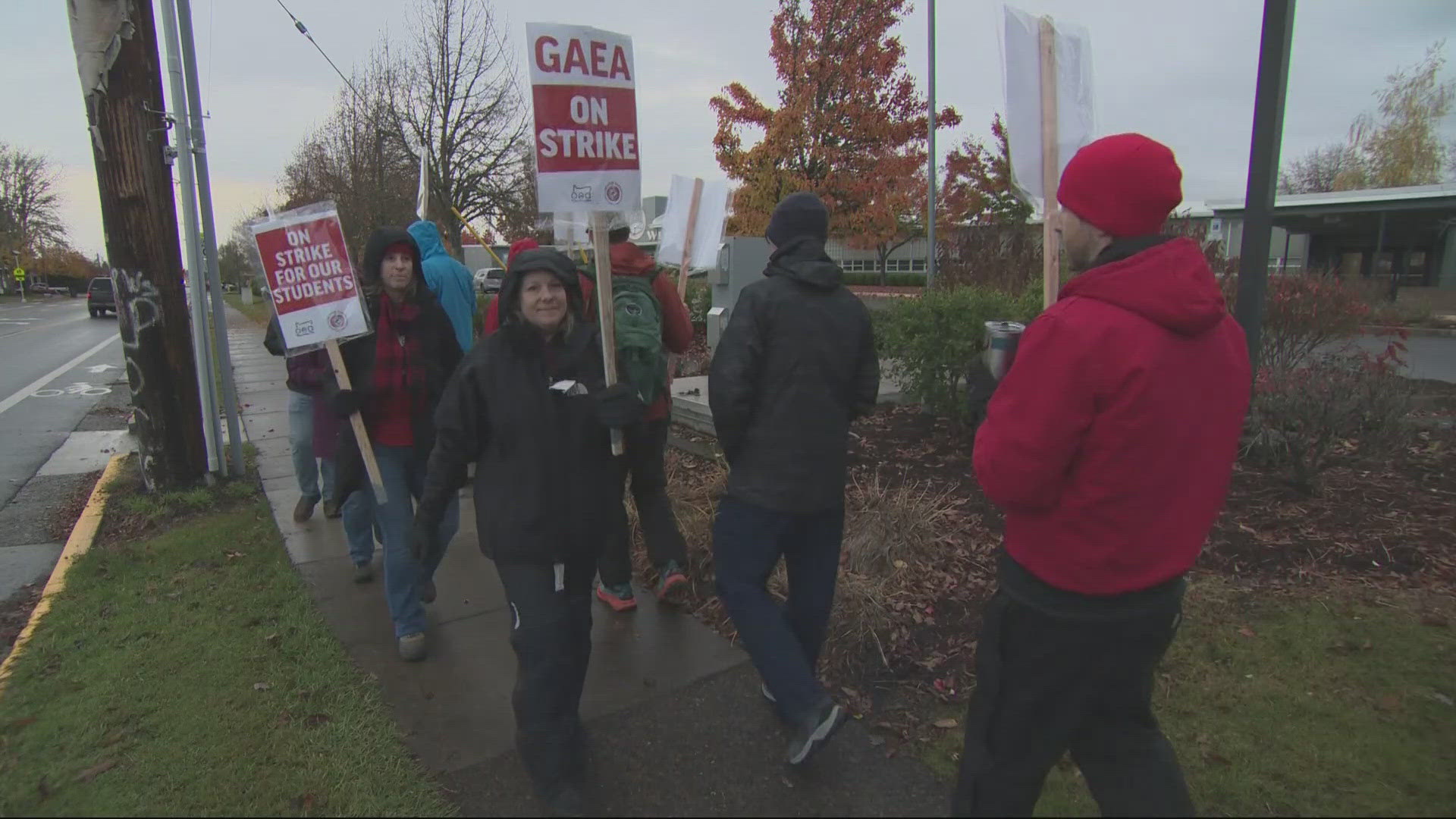 About 600 teachers and other educational staff in Greater Albany Public Schools went on strike Tuesday morning.