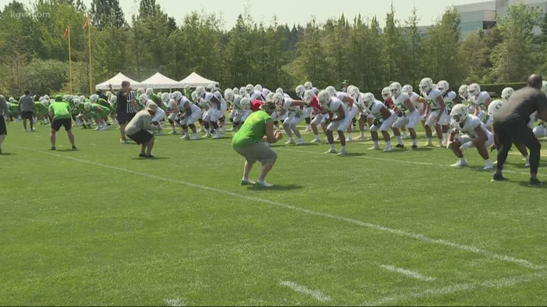 Oregon Ducks football brings fall camp to Nike headquarters.