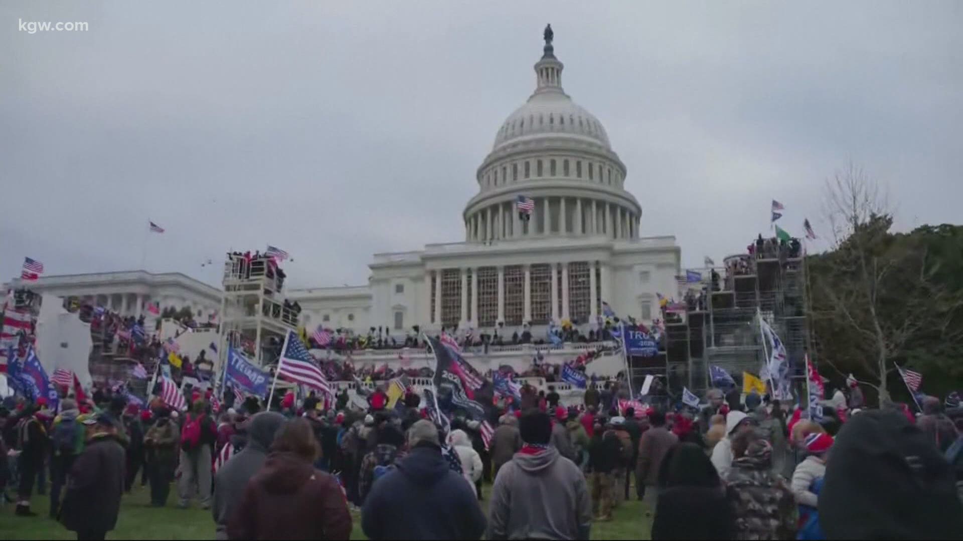 Three people from Oregon were among those arrested after a violent mob stormed the U.S. Capitol in Washington, D.C.