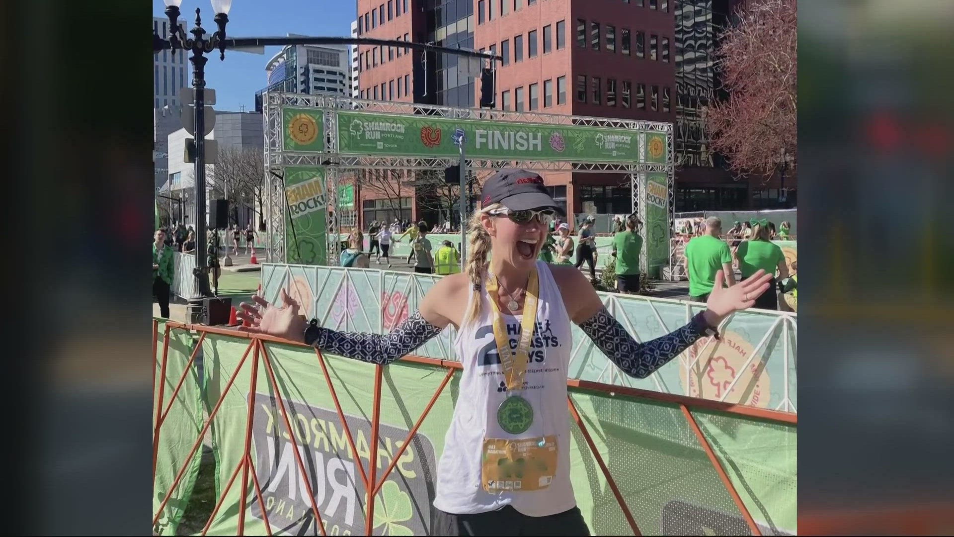 Gretchen Schoenstein completed both marathons while battling several autoimmune diseases that impact her lungs and joints.