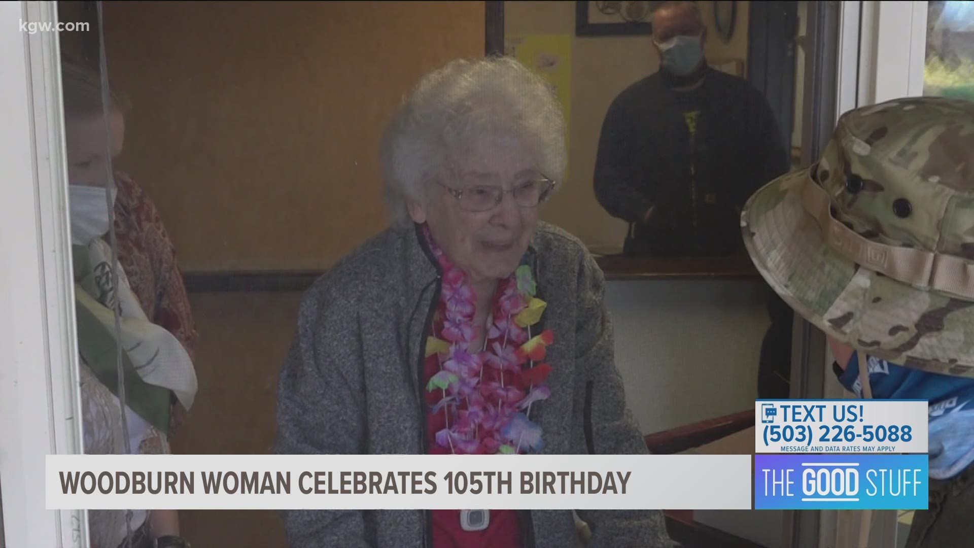 Lucile Chapelle woke up to a surprise outside the glass door of Cascade Park Retirement Community in Woodburn.