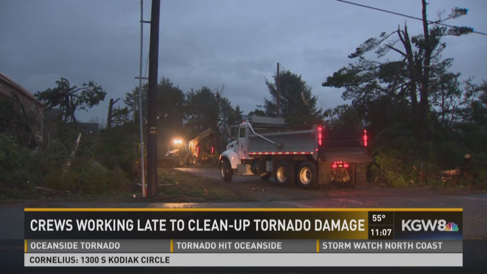 Crews working late to clean-up tornado damage