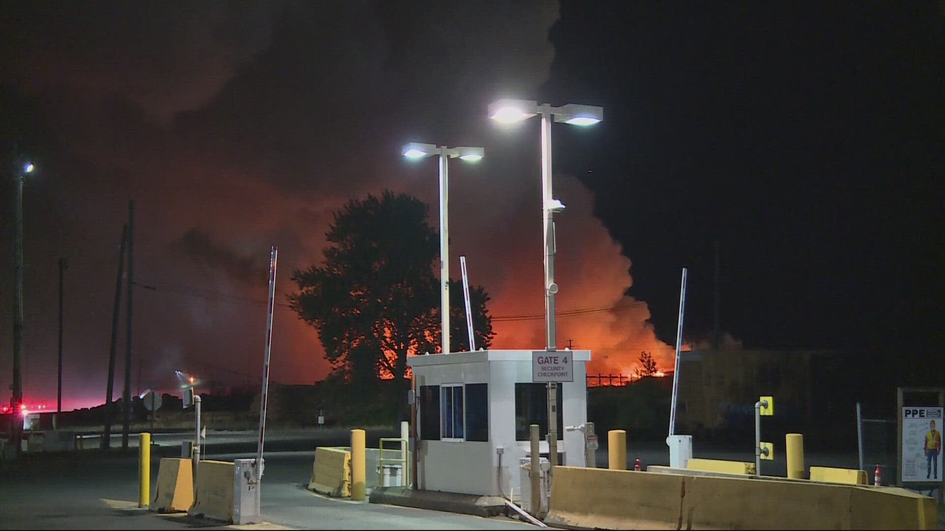 The fire started Tuesday night at the Nippon Dynawave property at the industrial complex it shares with the Weyerhaeuser paper mill in Longview.