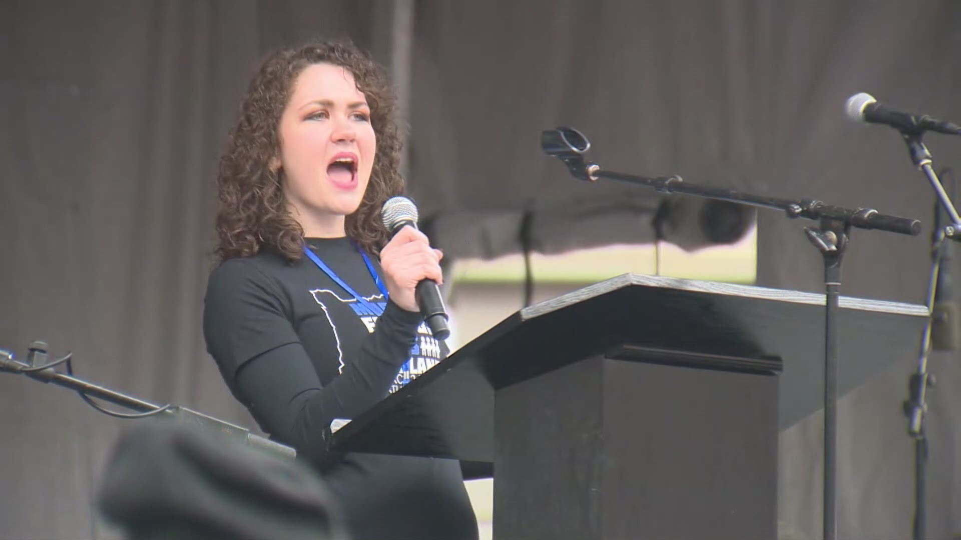 March for Our Lives PDX organizer Alexandria Goddard from Sunset High School delivers an impassioned speech.