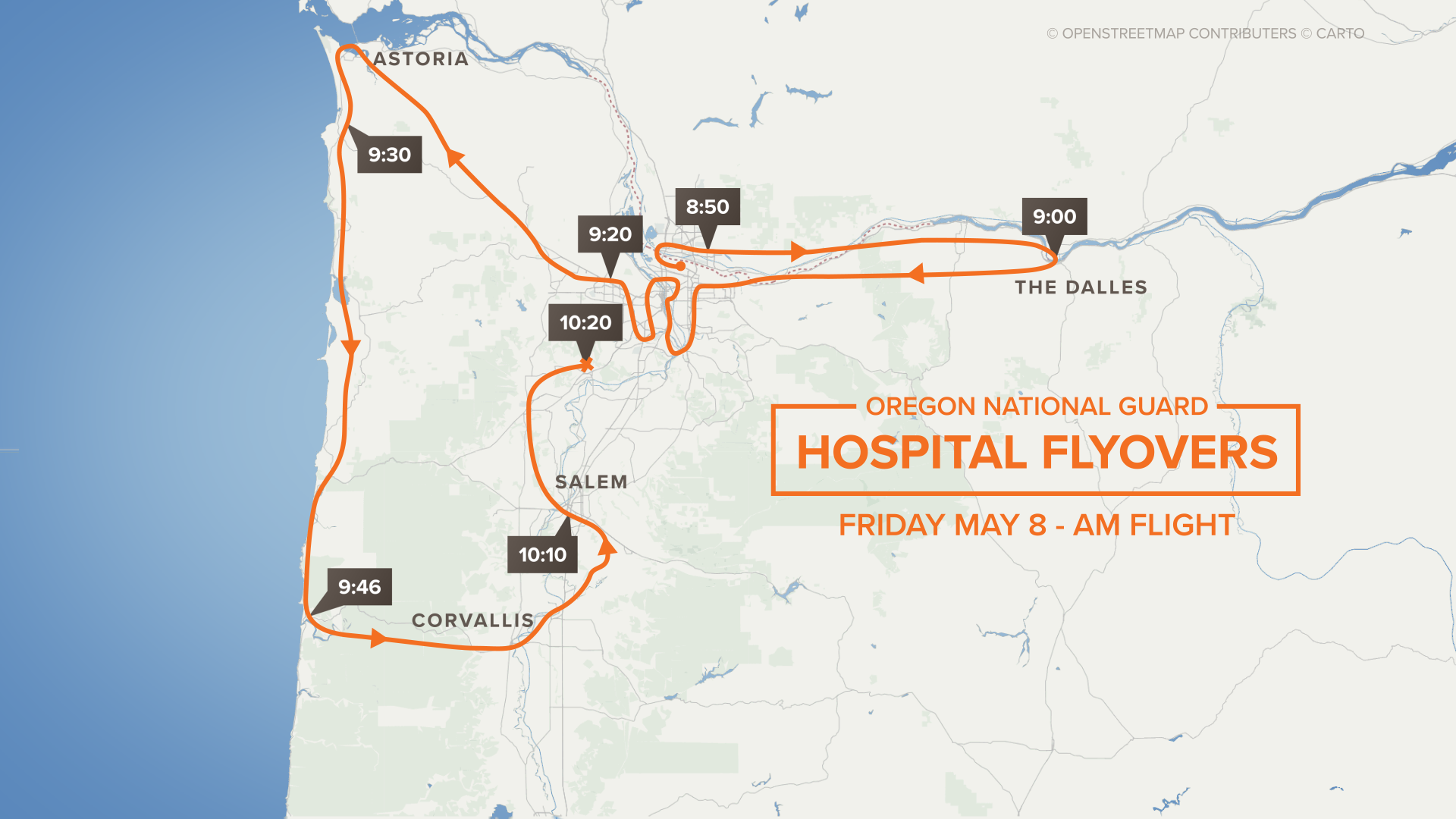 Oregon Air National Guard making flyover over hospitals