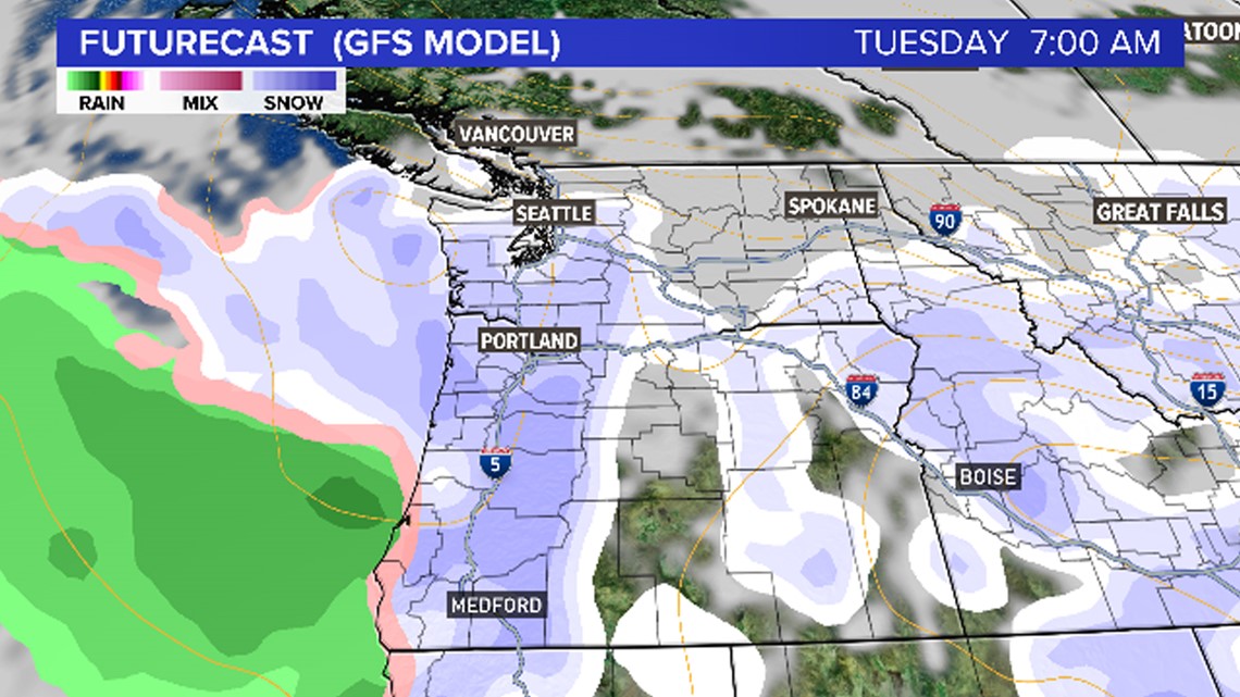 The stage is set for a possible snow event in Portland next week
