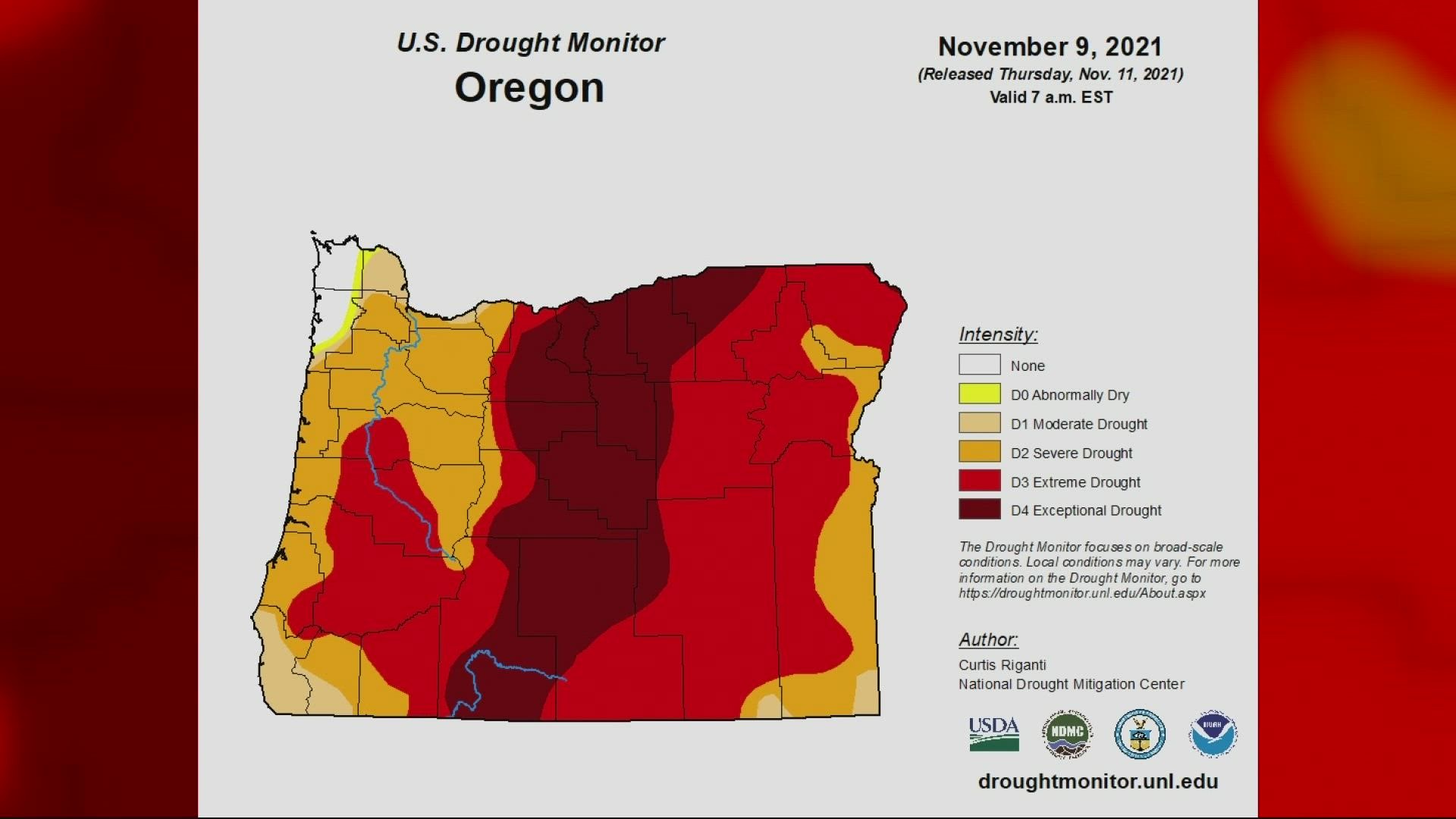 Despite significant rainfall, even some areas facing flood warnings, most of Oregon is still experiencing severe drought. Matt Zaffino explains.