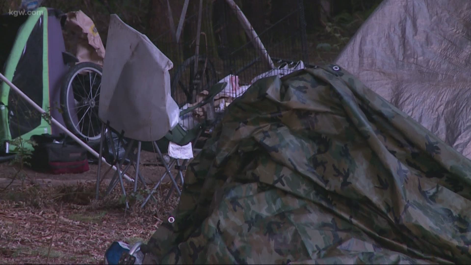 Local authorities tell KGW people have been illegally camping in the woods near First Congregational United Church of Christ for at least a decade.