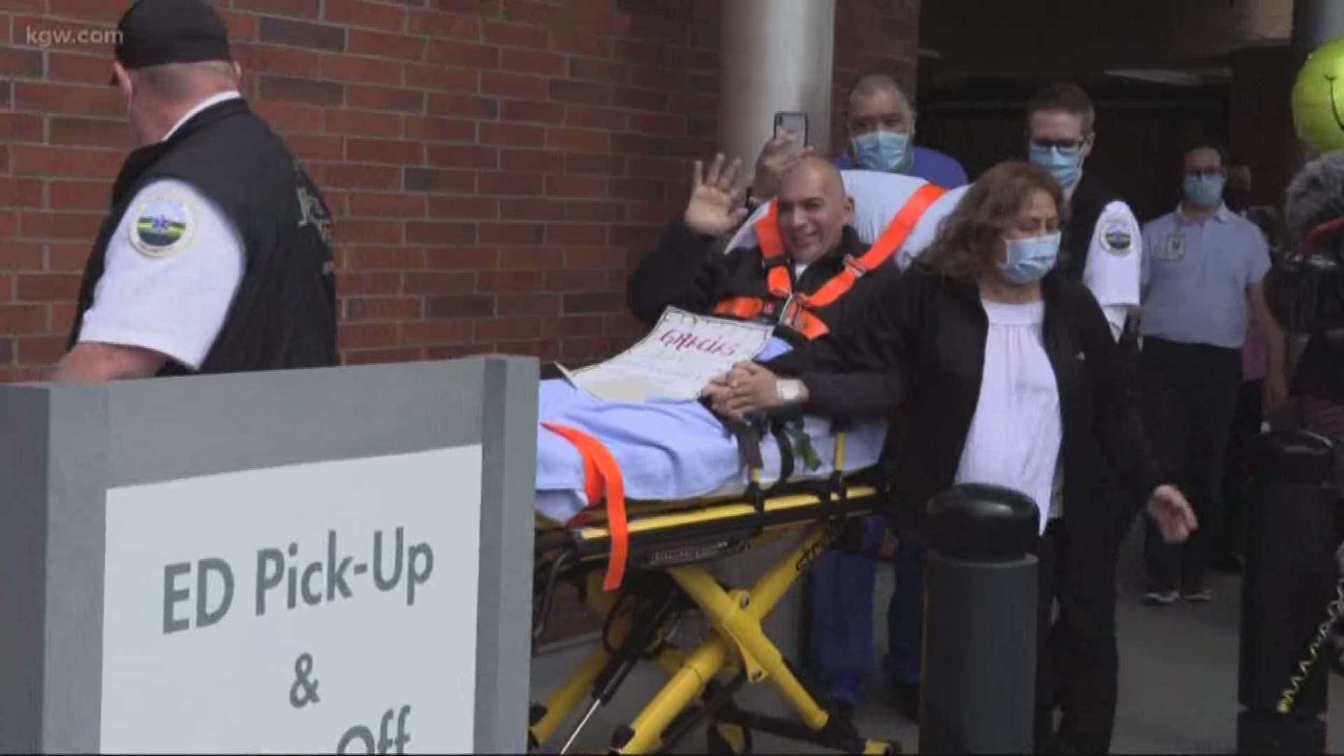 It was a farewell fit for a king. Hector Calderon, Oregon's first known COVID-19 patient, was released from Kaiser Westside Tuesday.