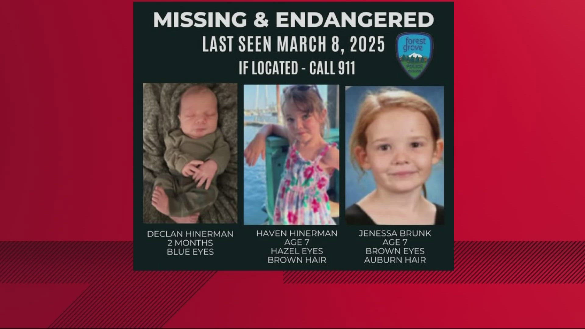 Police believe the kids, two 7-year-olds and a 9-week-old, were taken by their parents.