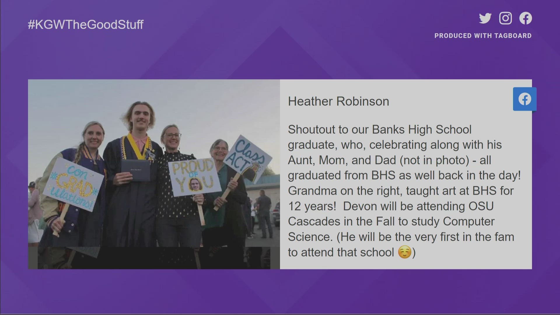 On the Good Stuff, KGW viewers submitted pictures of the graduating graduates in their lives.