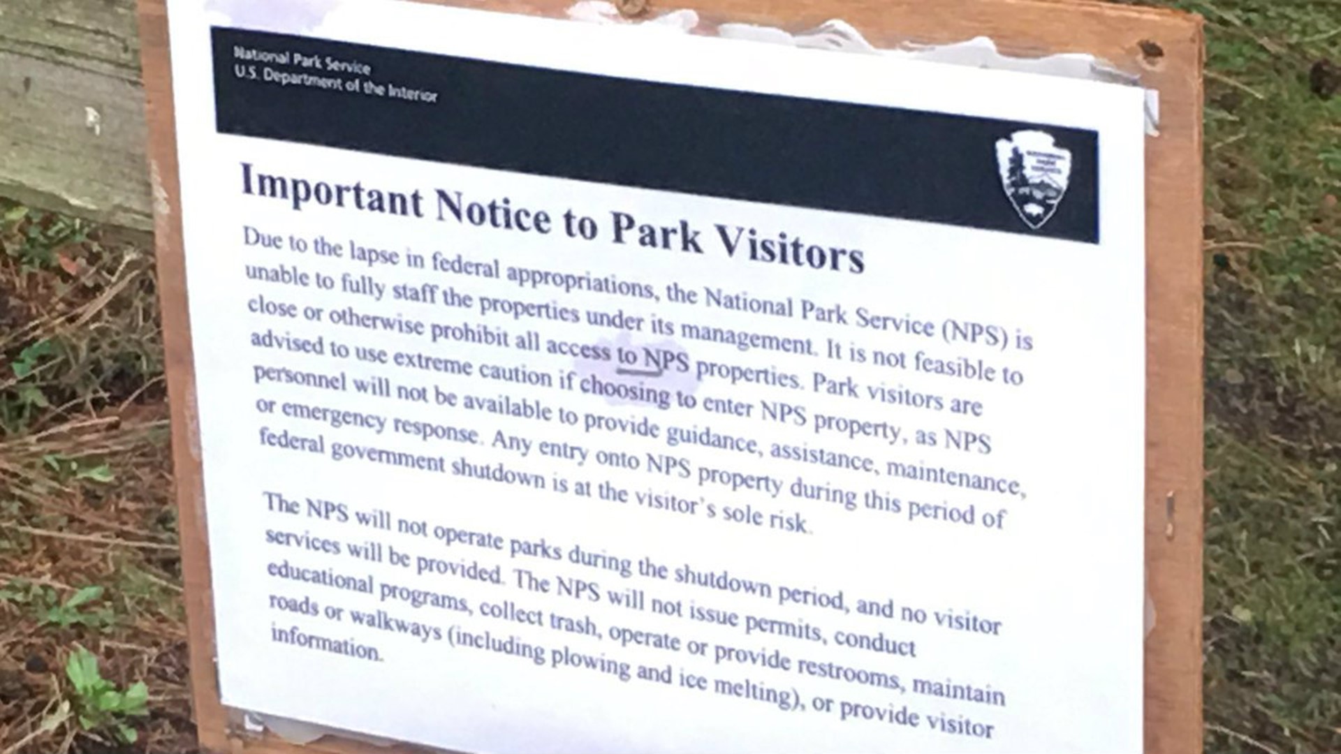 National parks closed due to government shutdown