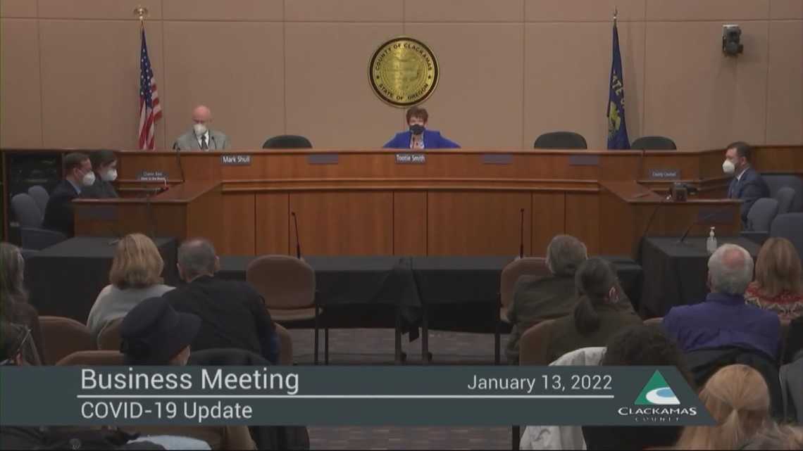 Clackamas County Commission meeting disrupted by anti-mask protest