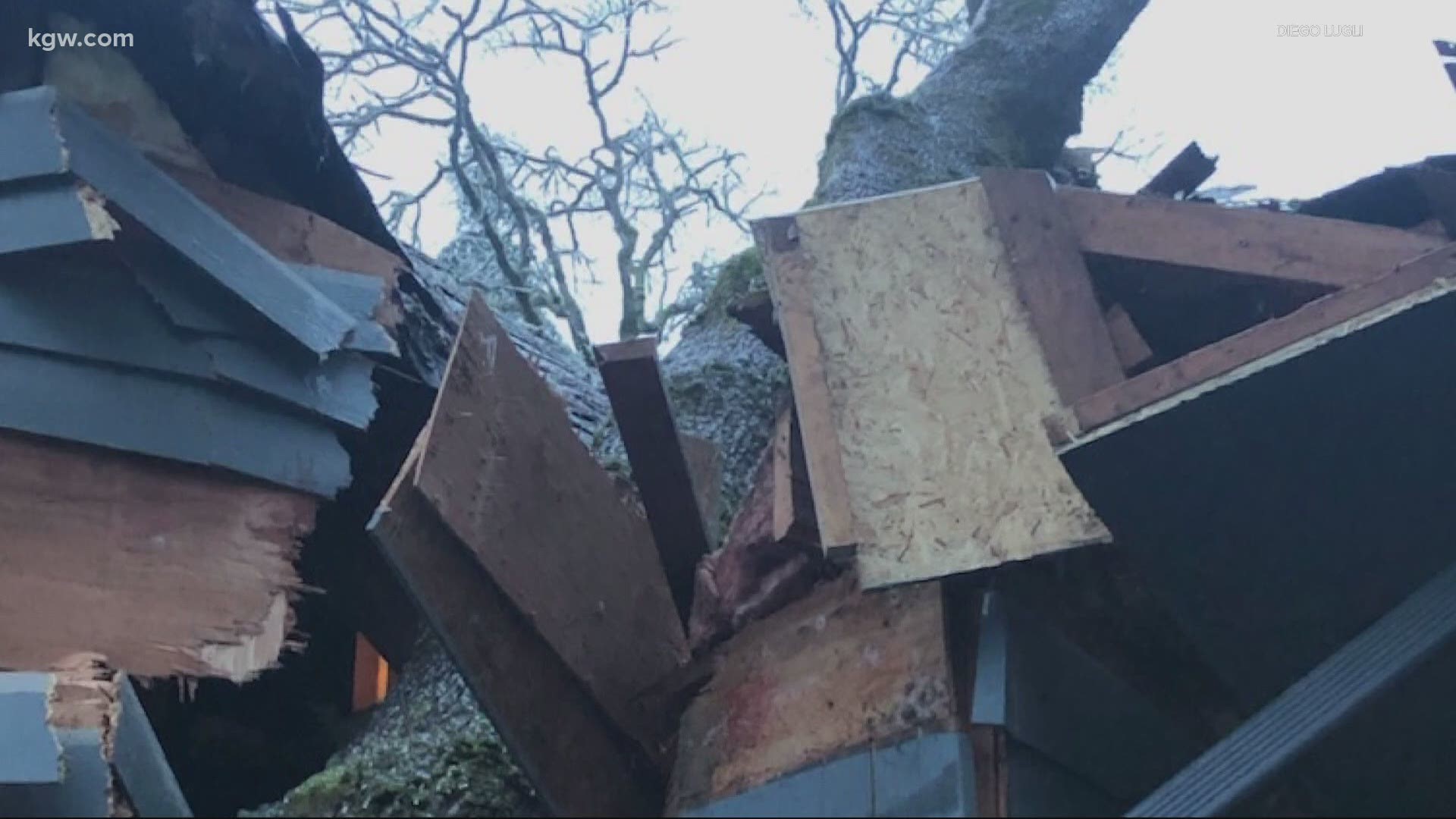 Some people in Salem woke up to the frightening sound of trees falling in their homes.