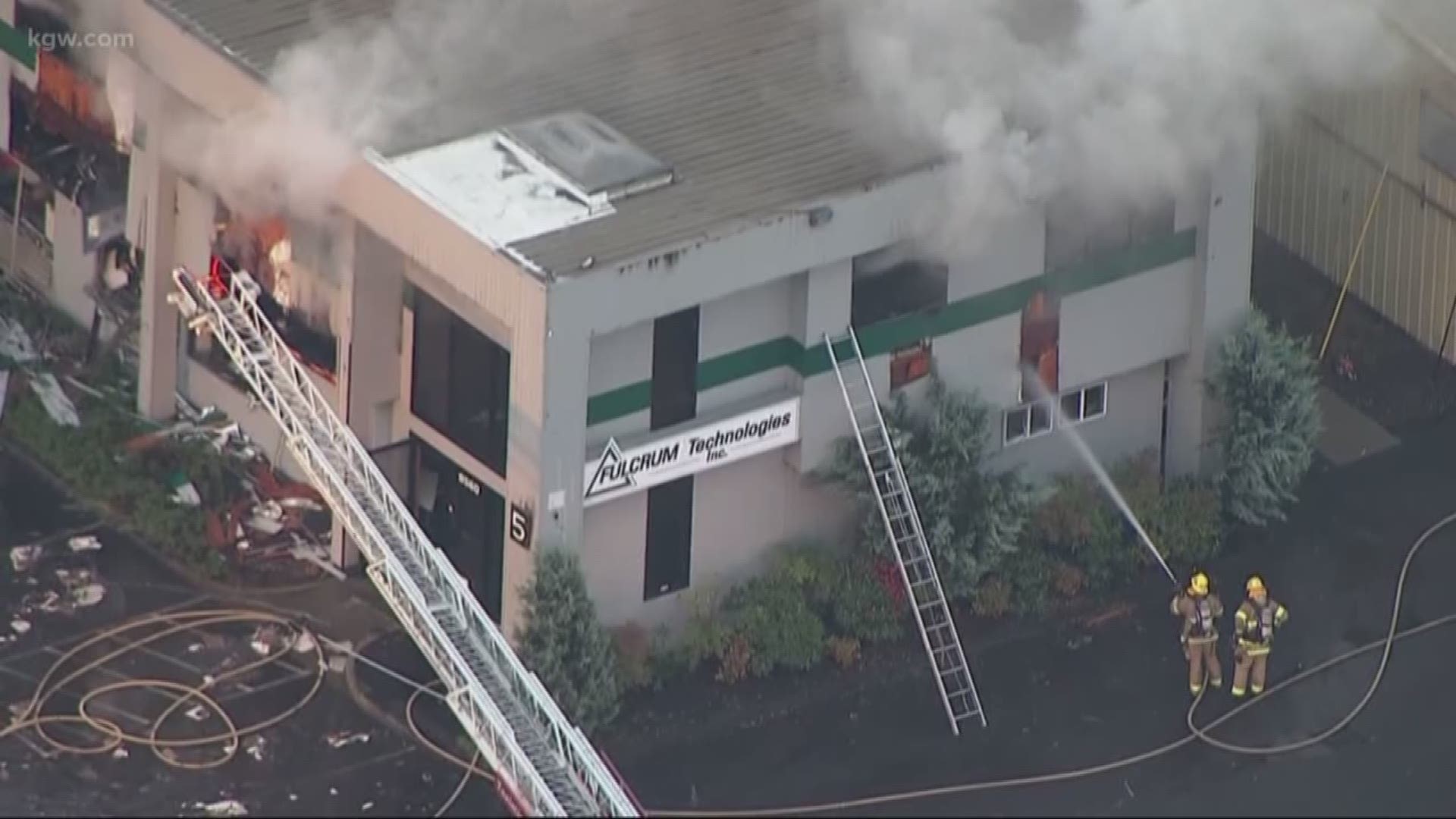 A fire damaged a building in Tualatin