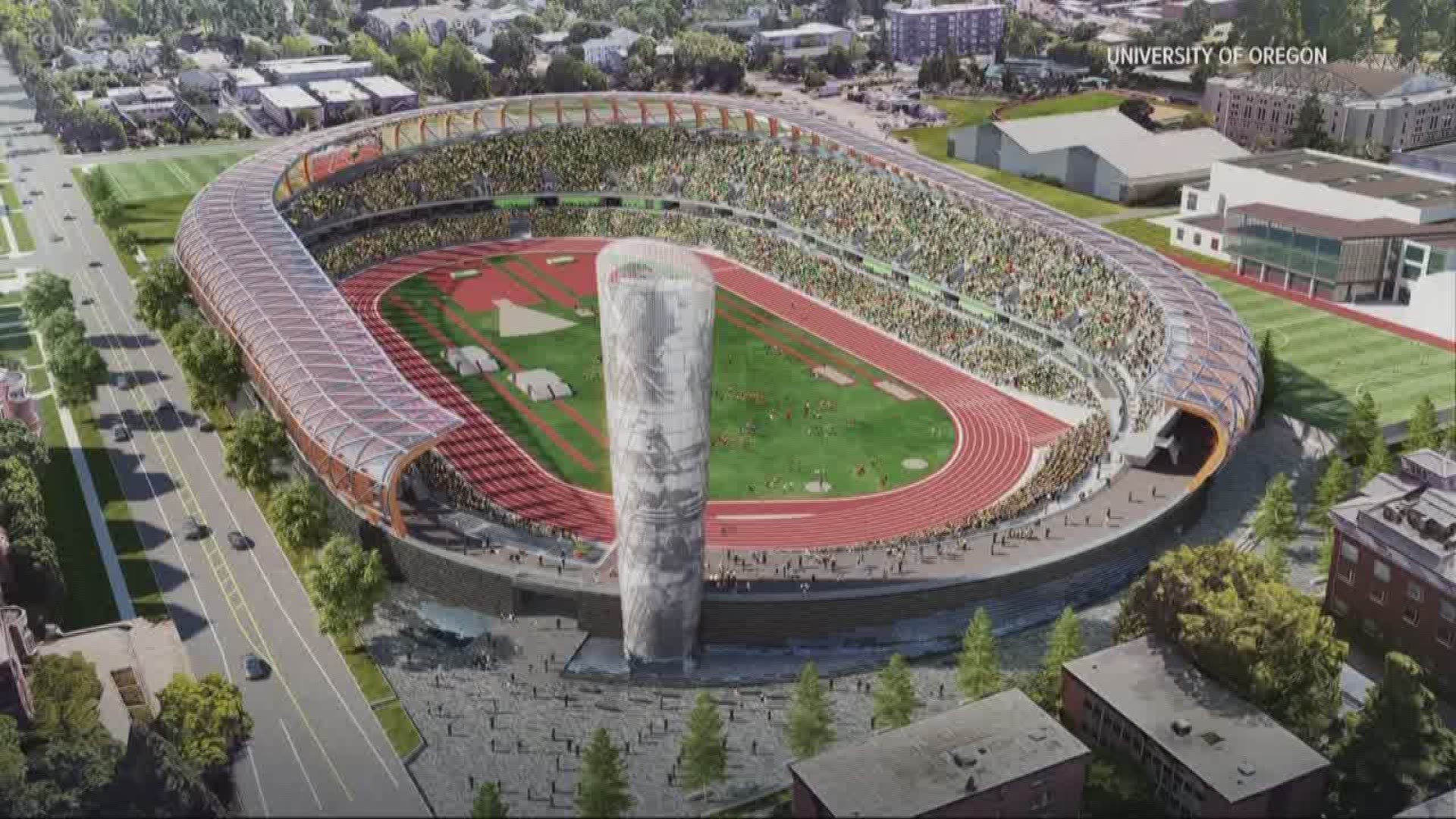 The redesigned track stadium will be finished in 2020.