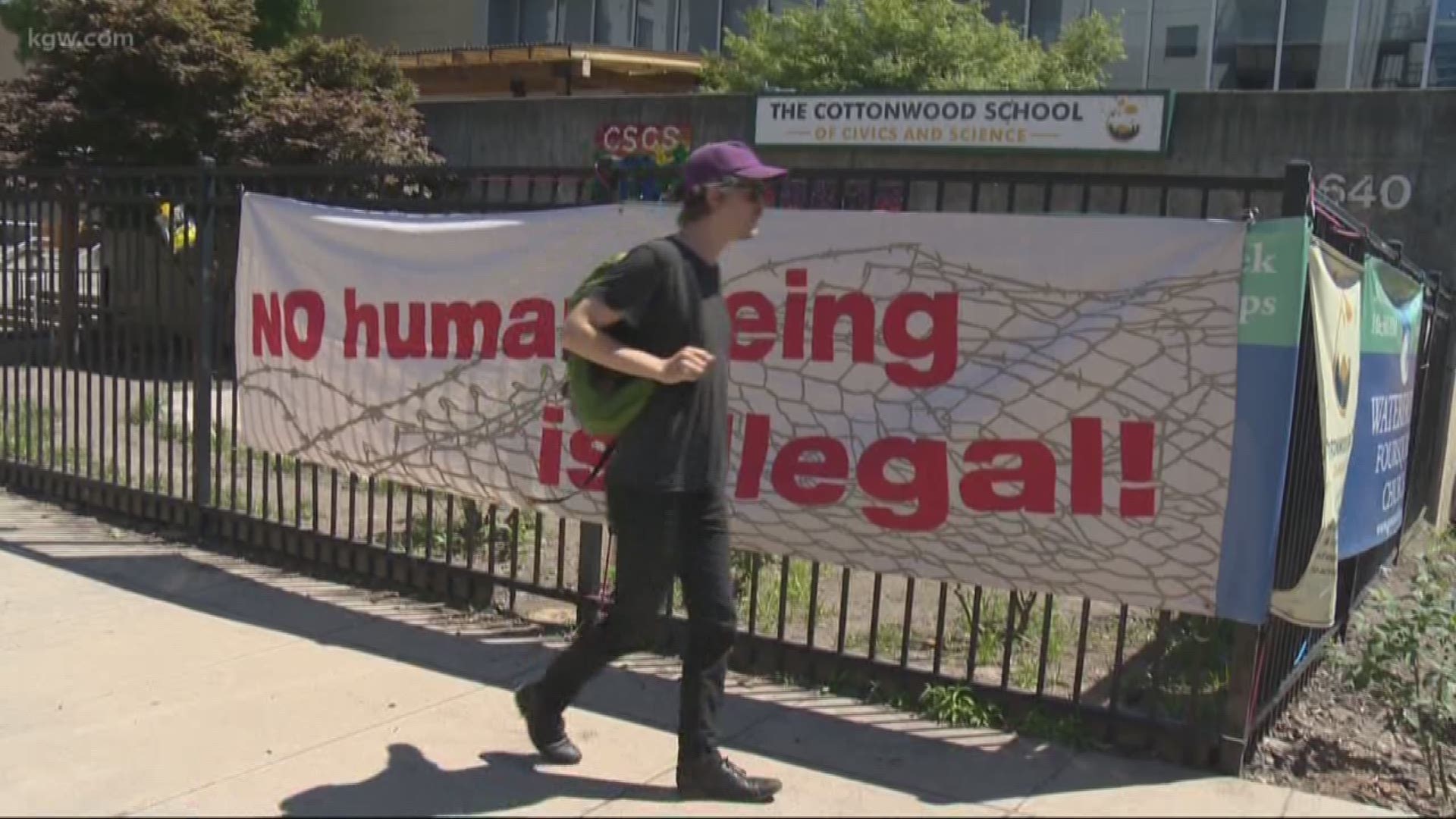 For the second time this week, protesters met in front of the Portland ICE detention facility in the south waterfront.