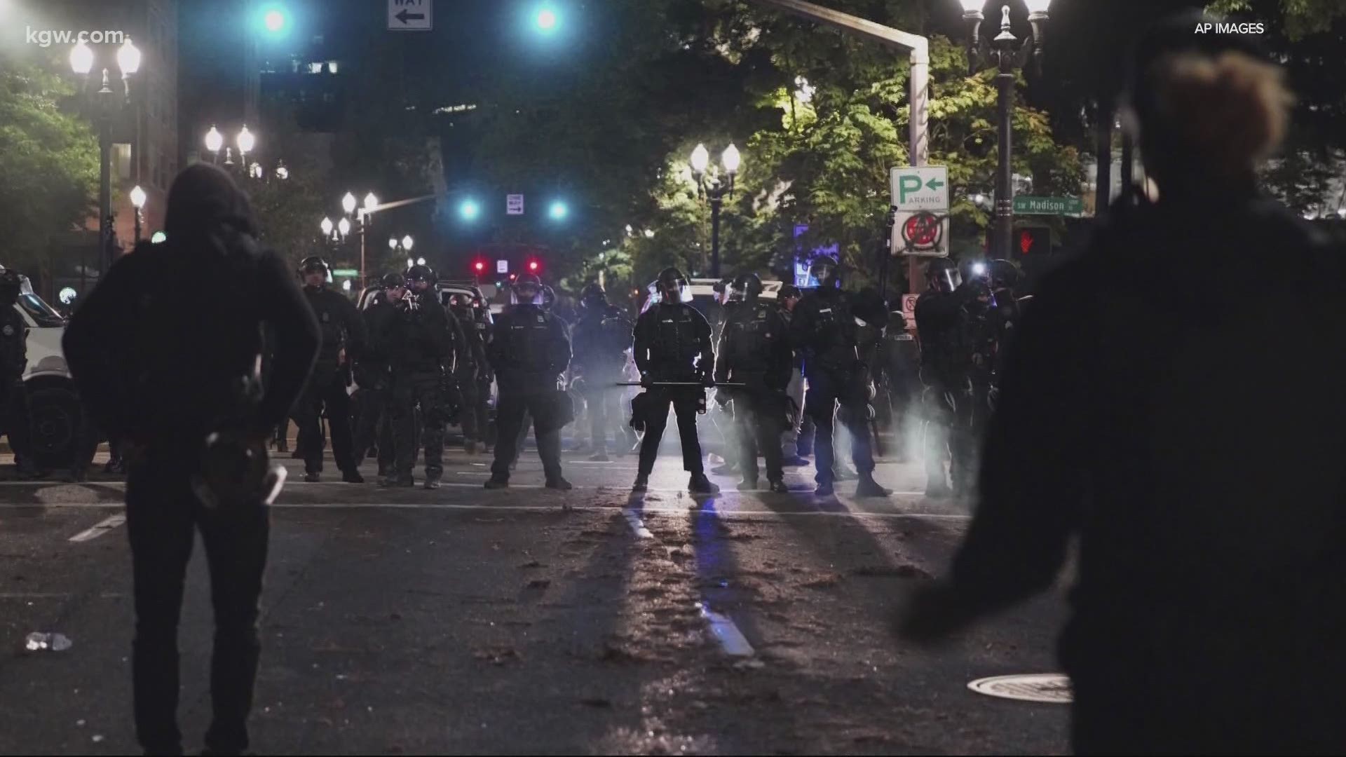 Police arrested dozens of people during a demonstration Saturday night in Portland, but also face accusations that they were too aggressive.