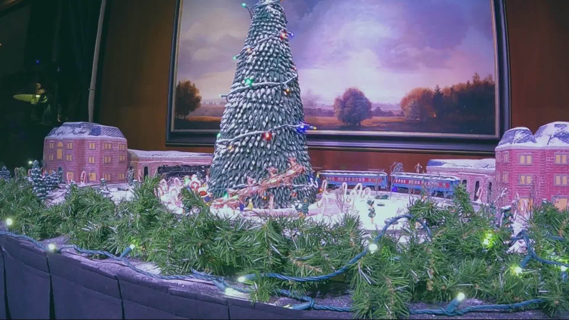 The display is decked out in a "Polar Express" theme this year, but the real showstopper was the edible Christmas tree.
