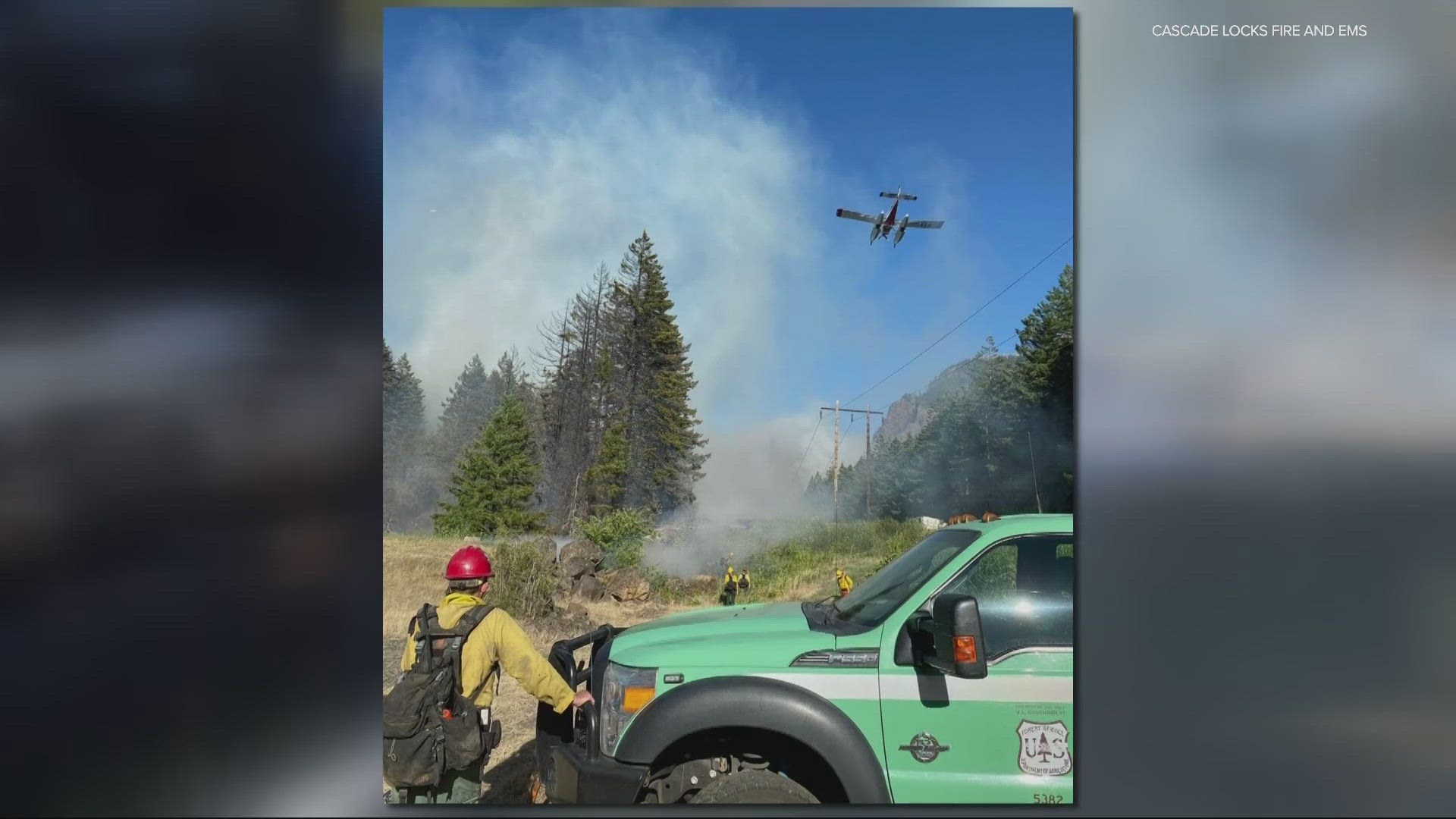 A wildfire near Cascade Locks leads to Level 2 evacuations and brief power outage. I-84 remains open but smoke may affect visibility.