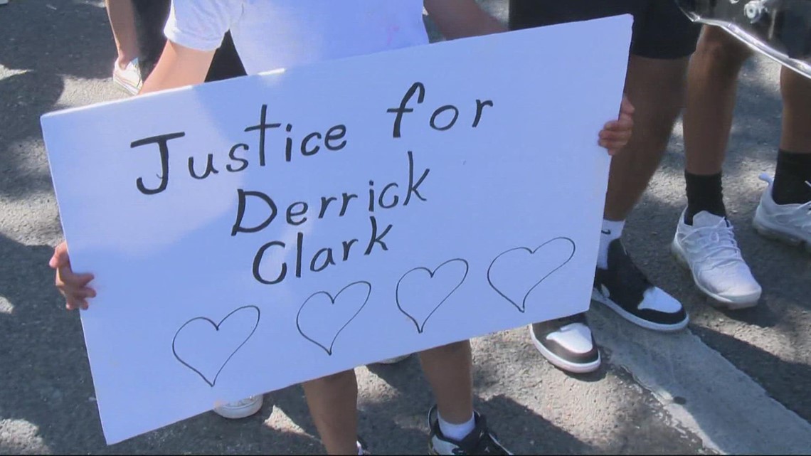 Protesters rally against the police killing of Derrick Clark in Clackamas County