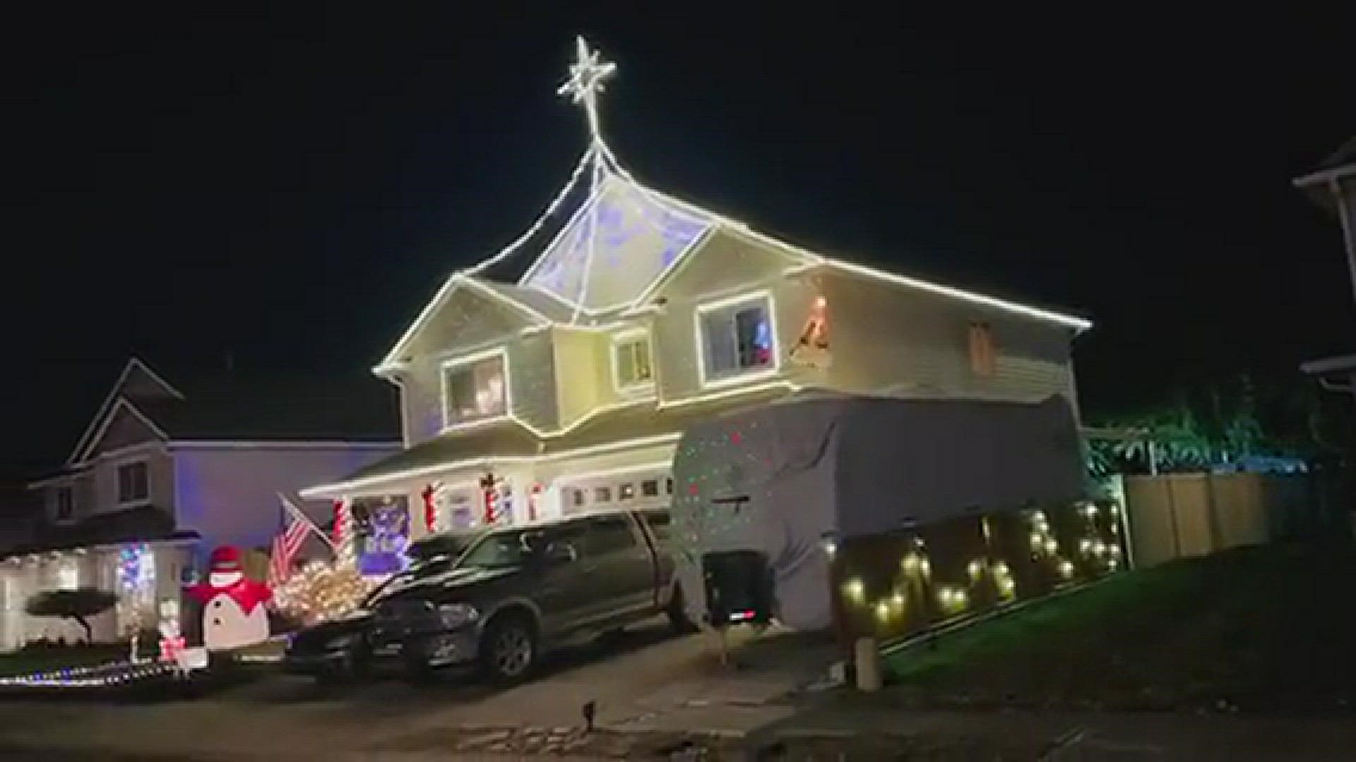 A video showing holiday lights on a home in Battle Ground, Washington on Dec. 21, 2022.
Credit: Jim Driehorst