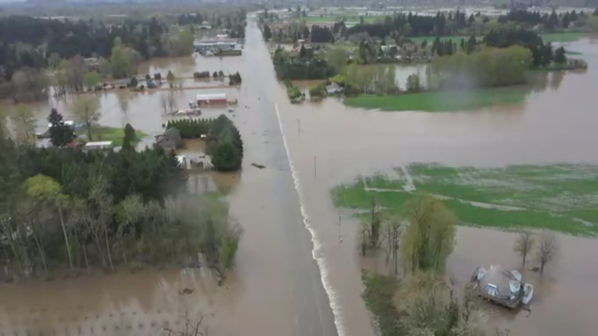 Drone video of flooding on Highway 34 in Corvallis (Video courtesy of ODOT)