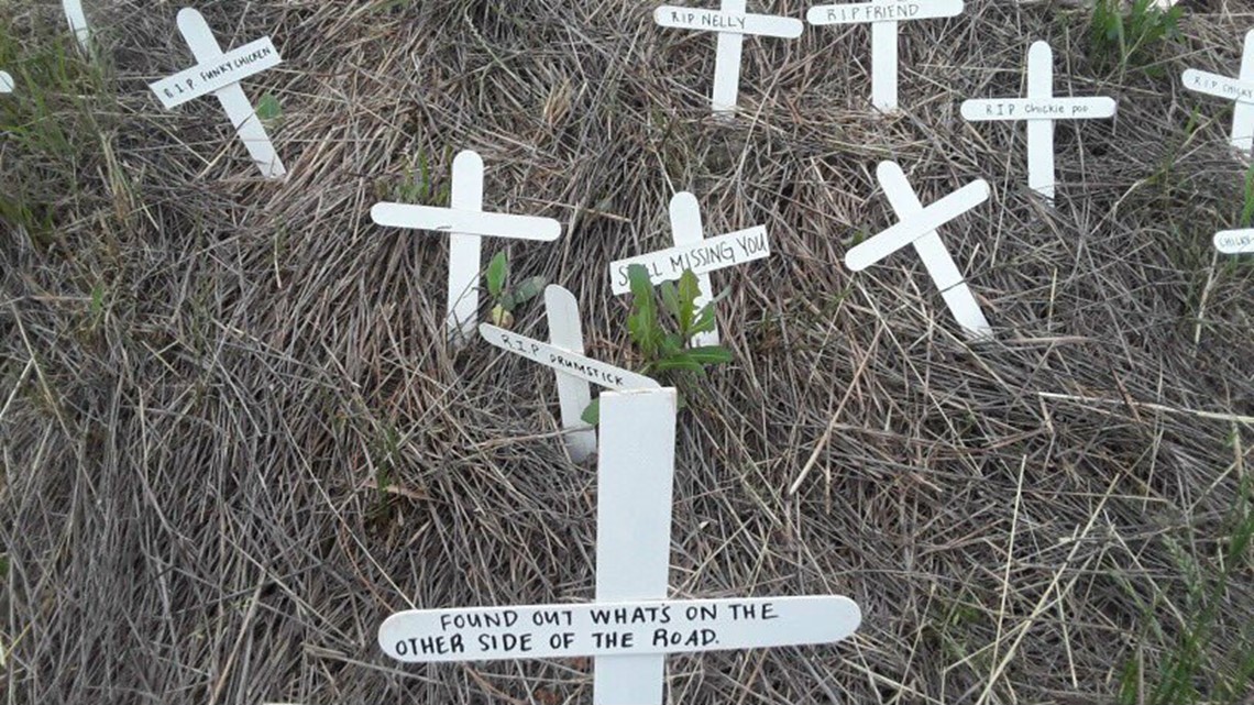 Photos: Crosses mark scene of chicken truck crash | kgw.com