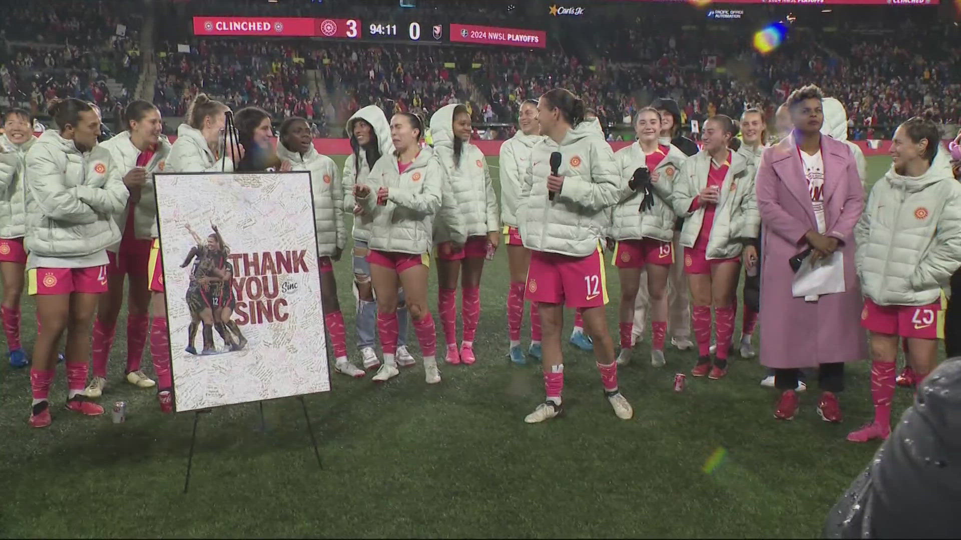 In her last regular season match, Sinclair was one of the stars of the game. The Thorns also snagged a playoff spot with their win over Angel City.