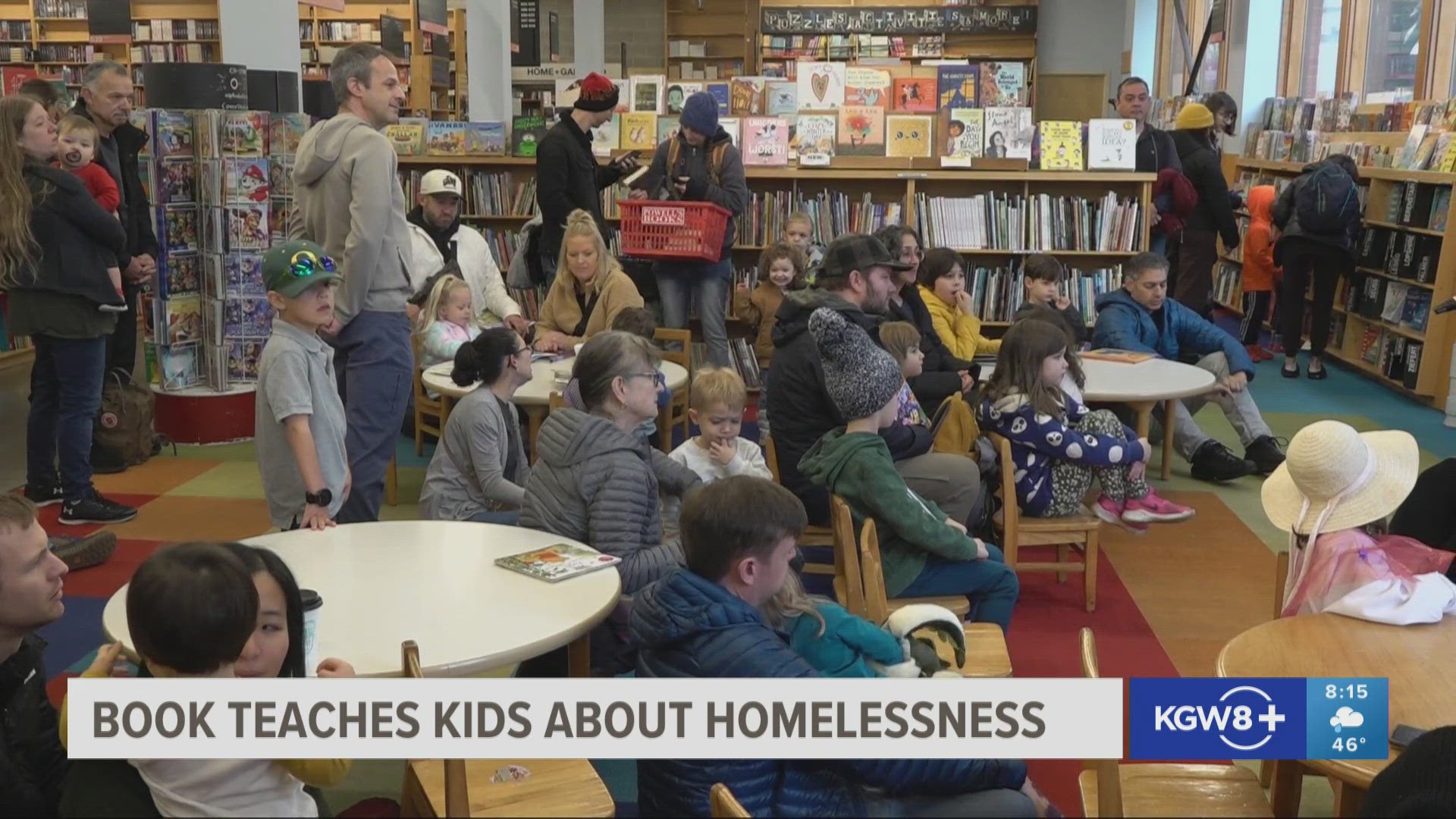 "Toby Finds a Home" was read to kids who had a chance to pick up signed copies and write notes for care kits for those receiving services at Blanchet House.