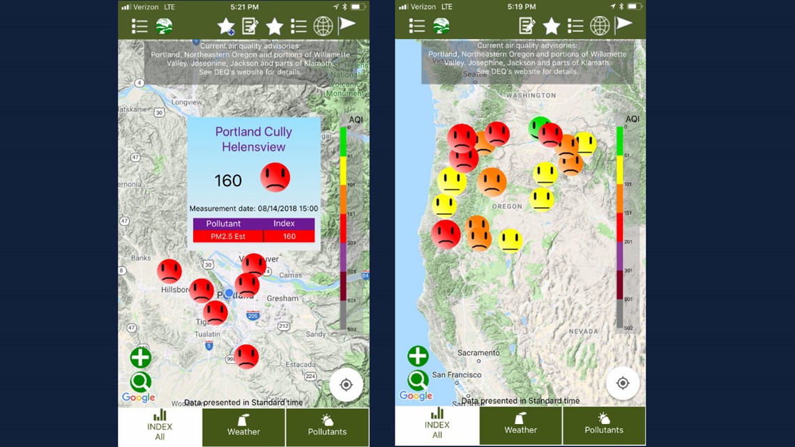 New Air Quality App Maps Oregon Wildfire Smoke Dangers Kgw Com
