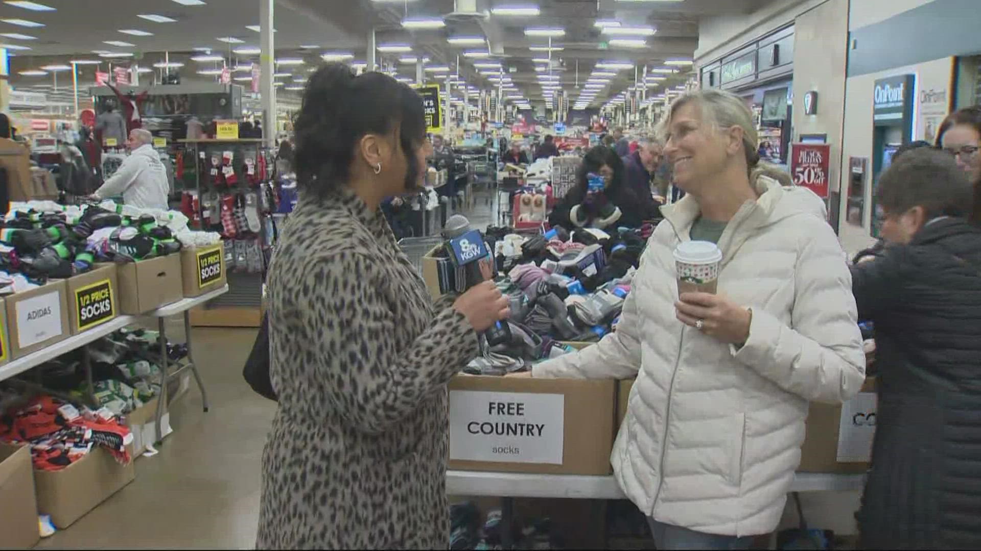 This year marks Fred Myers' 100th anniversary with the return of their annual socks sale the day after Thanksgiving. Daisy Caballero spoke to Black Friday shoppers.