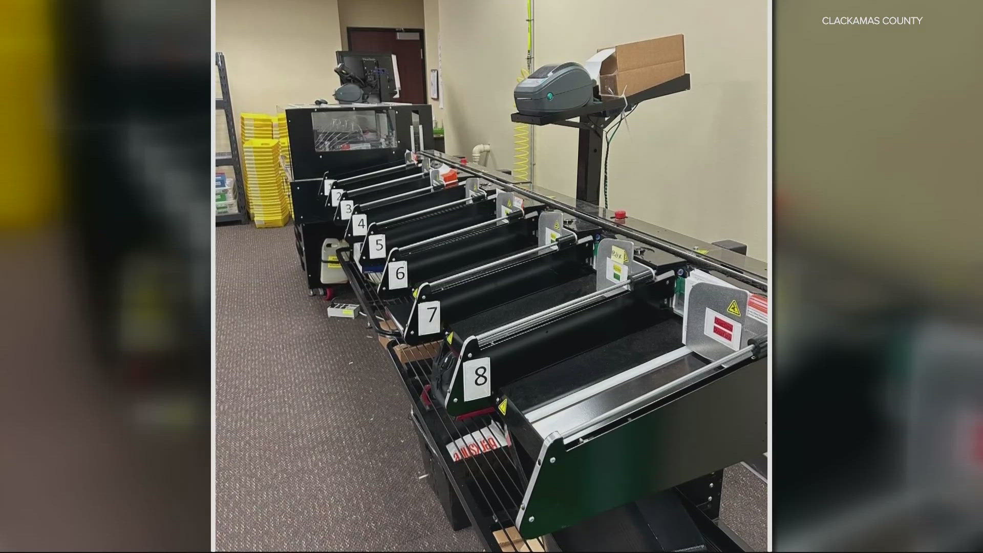 The mail ballot sorter continues to break down. It's causing a delay in the first stage of ballot processing, where barcodes are scanned and signatures are checked.