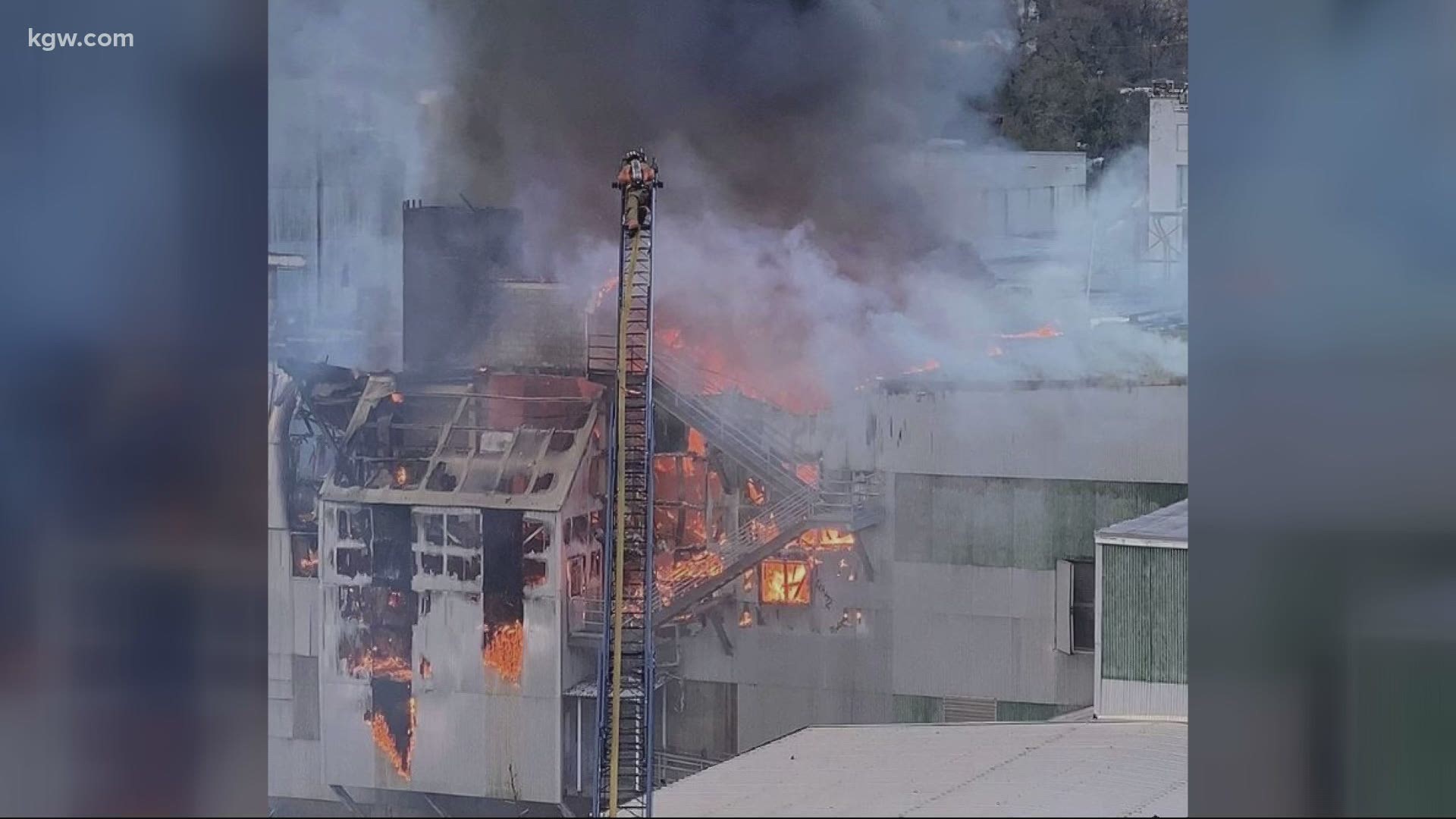 Firefighters responded to a three-alarm fire in Oregon City at the old Blue Heron Paper Mill.