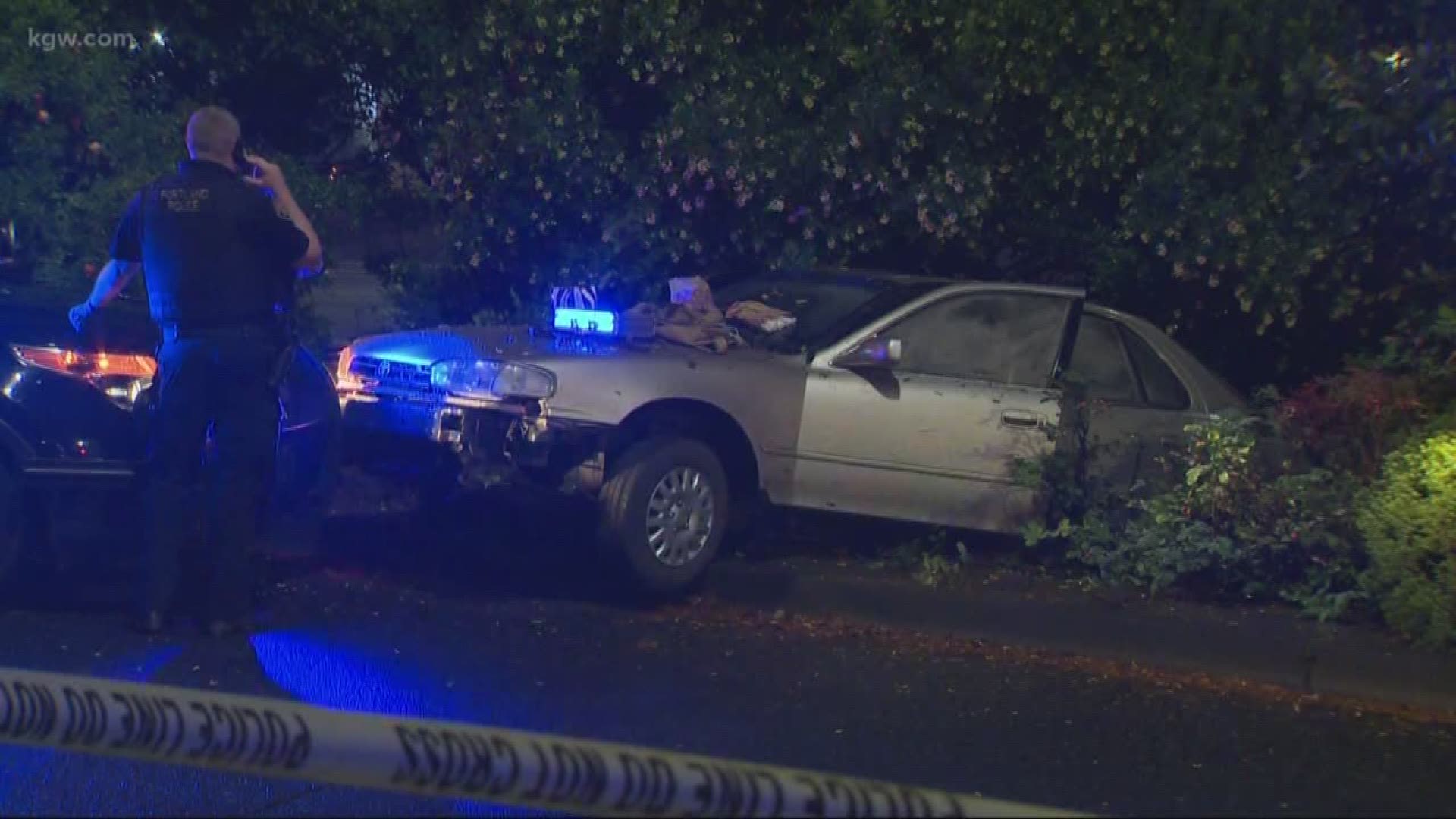 Police arrested a man who crashed his car in Portland's Hollywood neighborhood, struck a man sleeping in trees and ran into a backyard shed to hide after ditching a handgun. Police later found Xanax tablets and cash in the wrecked car, which was stolen.