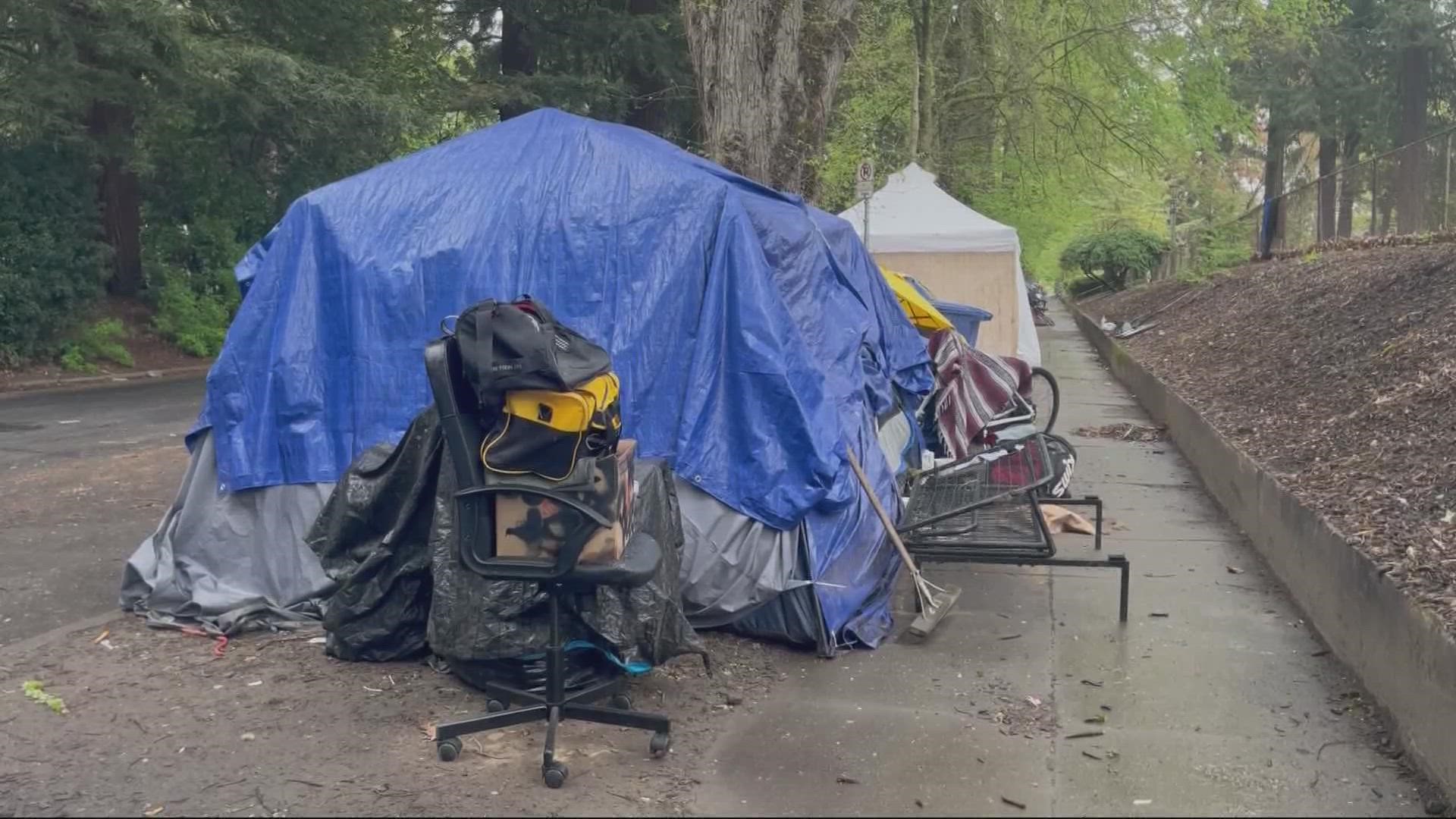 City-contracted crews with Rapid Response Bio Clean posted eviction notices on April 22 and started the cleanup process on April 25. KGW's Galen Ettlin reports.