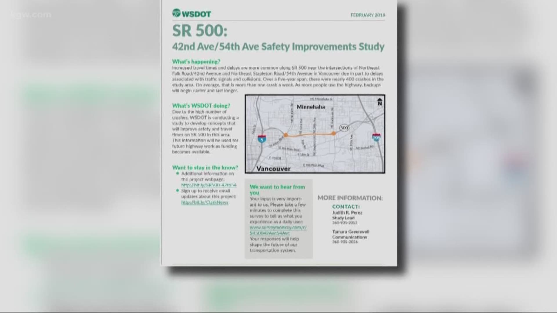 Driving me crazy: Study underway to improve SR 500 in Vancouver