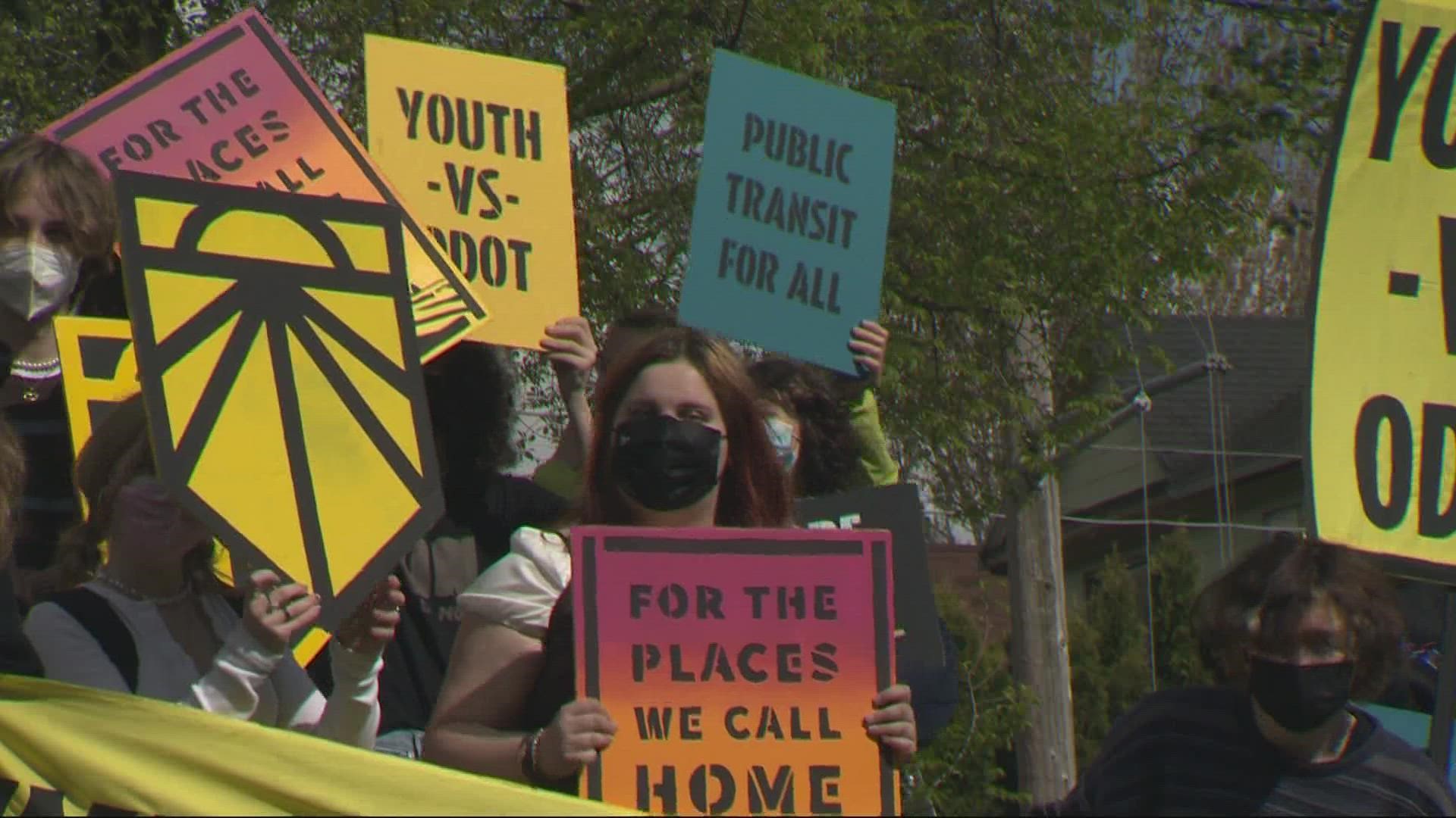 The young protesters of the Sunrise Movement want President Biden to take greater action on climate, including an emphasis on public transit.