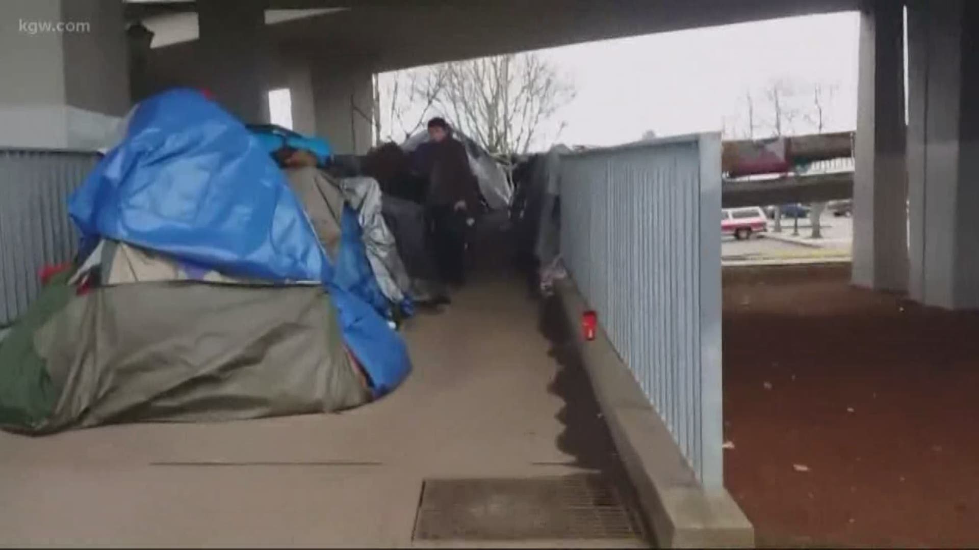 A homeless camp has taken over a walkway in Salem.