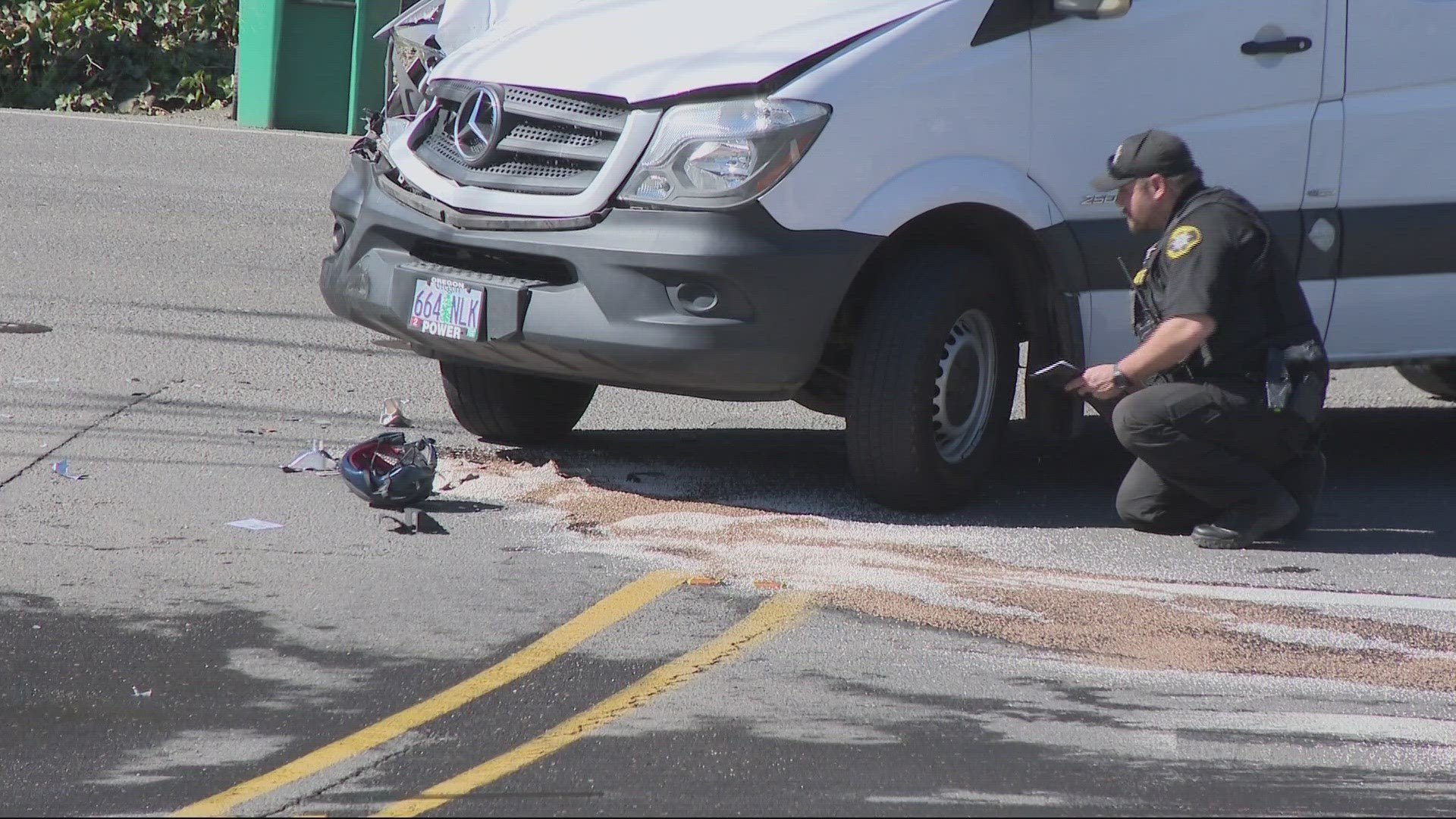 The collision left a cyclist with serious injuries and took place Monday morning on Southwest Bany and 185th in the Aloha area.